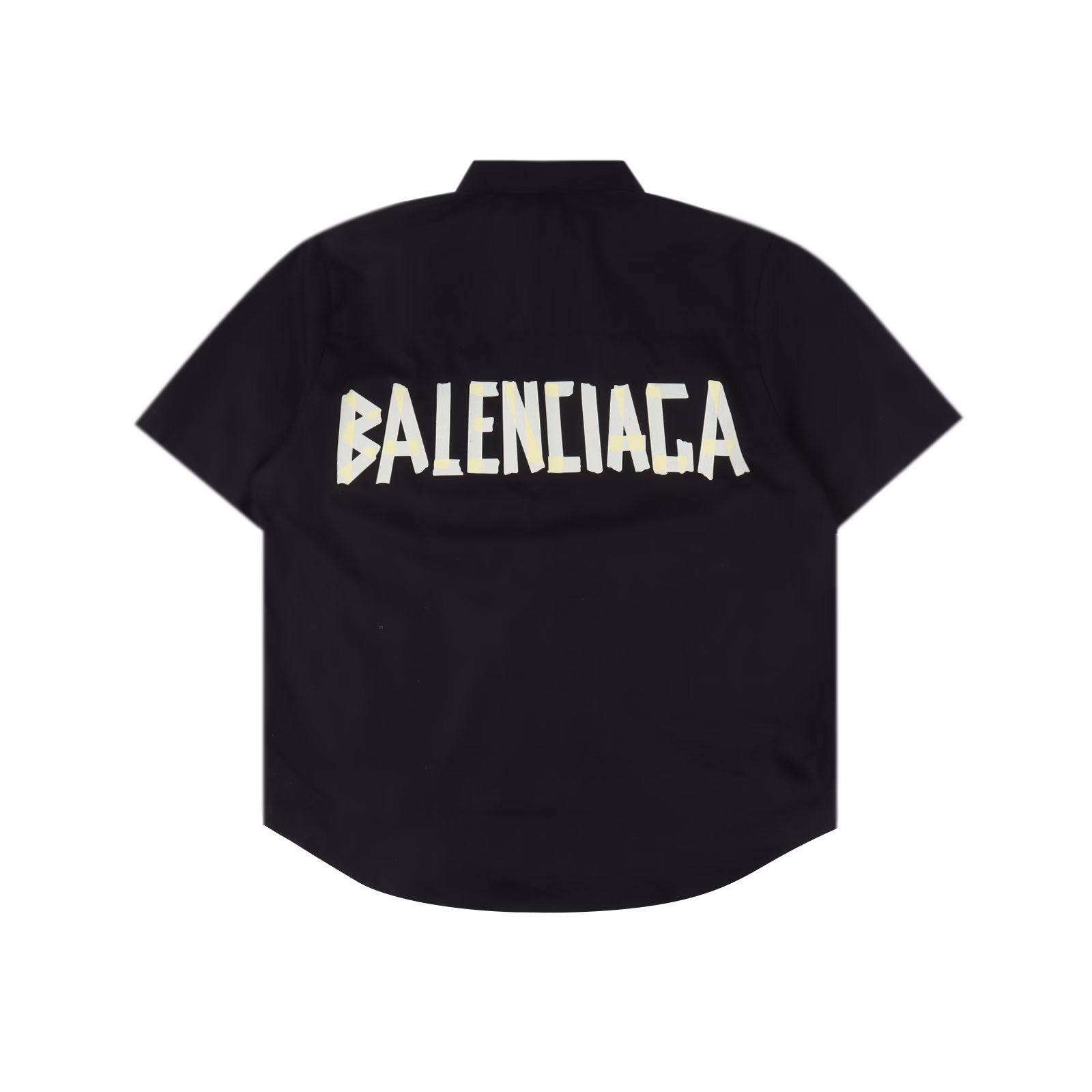 Balenciaga Masking Tape Short-sleeved shirtThe fabric is 40-count cotton twill. Infrared accurately locates the pocket position. 3 cm most professional 14-needle woven. The embroidery is exquisite and delicate. Barudan fully automatic computer embroidery machine is used. The default maximum data of skipped stitches is 127. Adjust it to 100 or a little smaller. The shadow needs to be embroidered last. First embroider the wide stitch and then the shadow thin stitch. 90 degrees manual bottoming. Customized hardware accessories