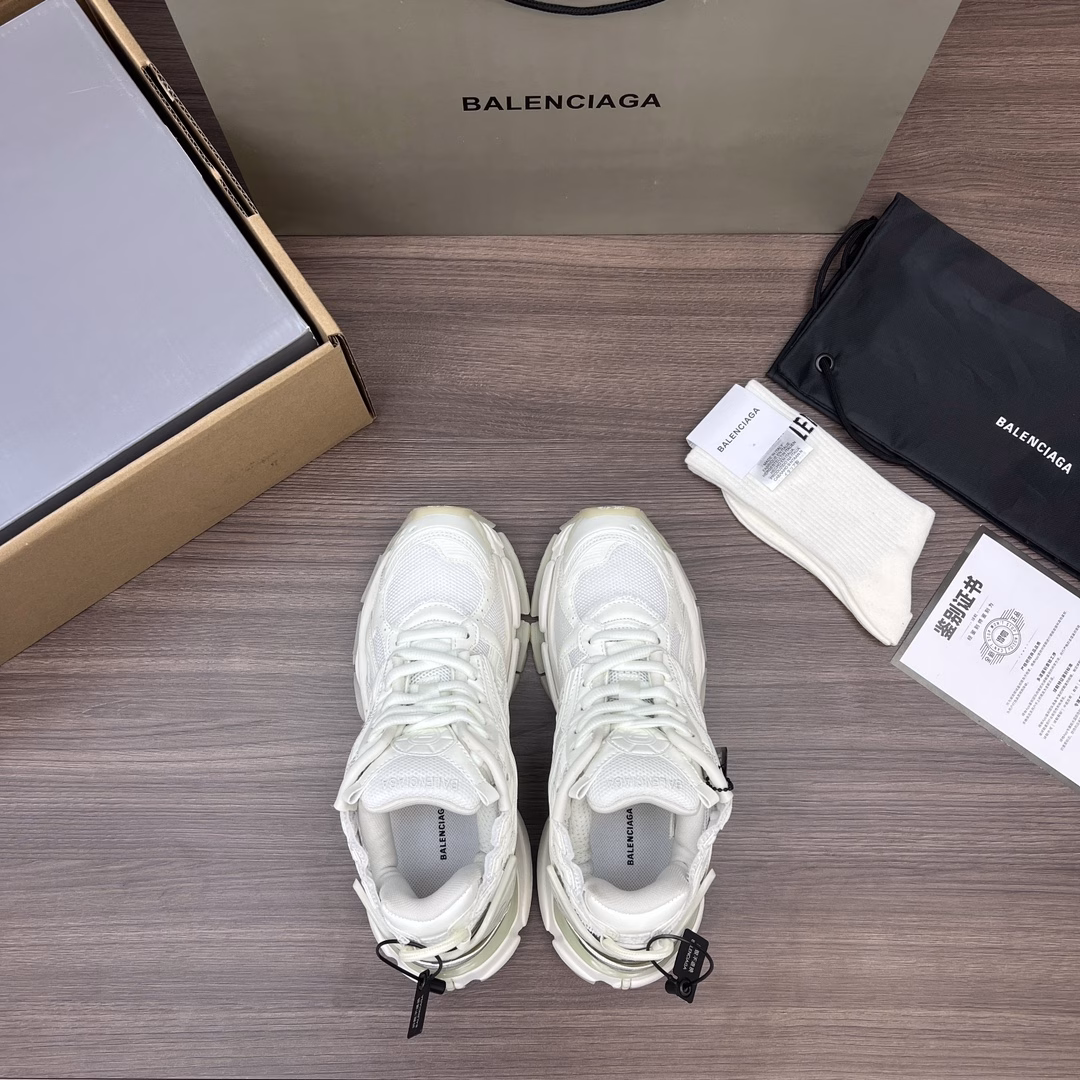 Balenciaga-Runner showcases designer Demna's sneaker style through details such as overflow glue, aging, and stitching. It uses a pair of 