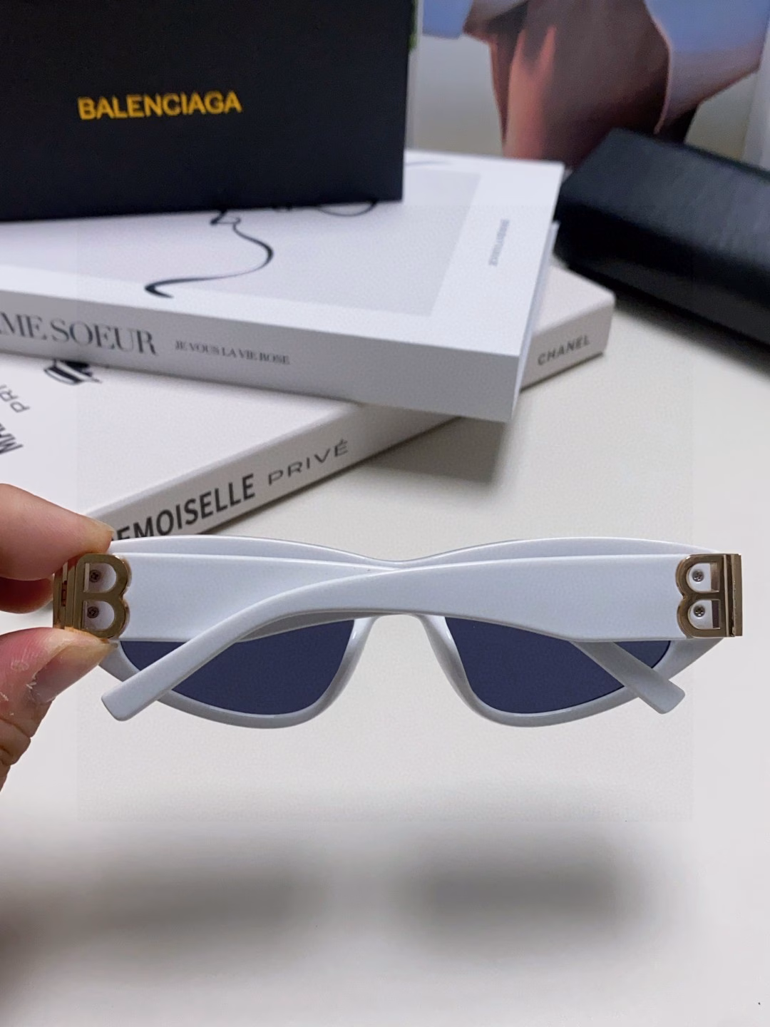 Balenciaga black sunglasses double b street shot women's summer sunglasses ins2025 new hip-hop retro fashion high-end anti-ultraviolet