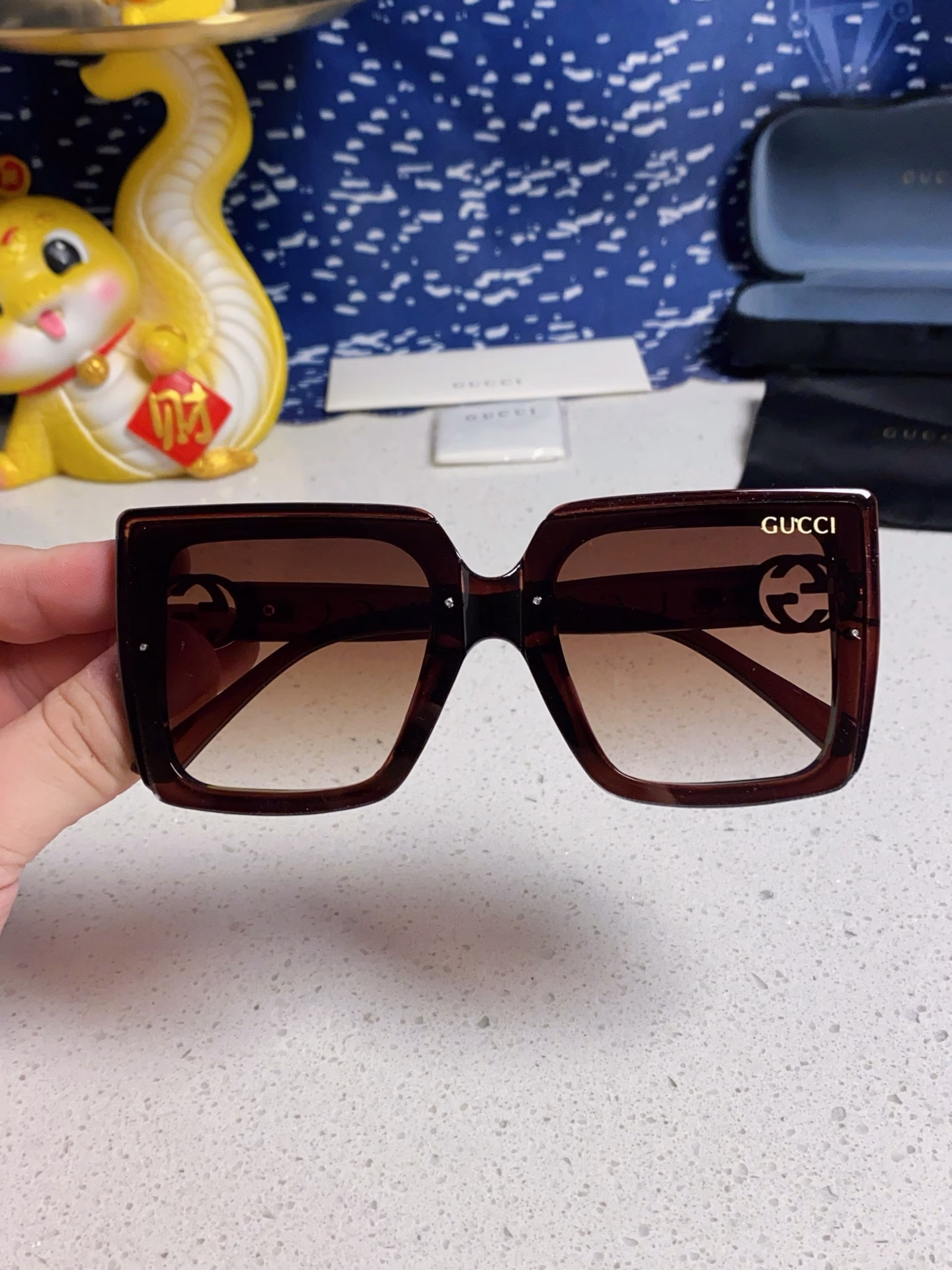 Gucci Sunglasses Women's New Large Glasses 2025 Fashion European and American Slim Frame Trendy Face Anti-ultraviolet Style Round Face