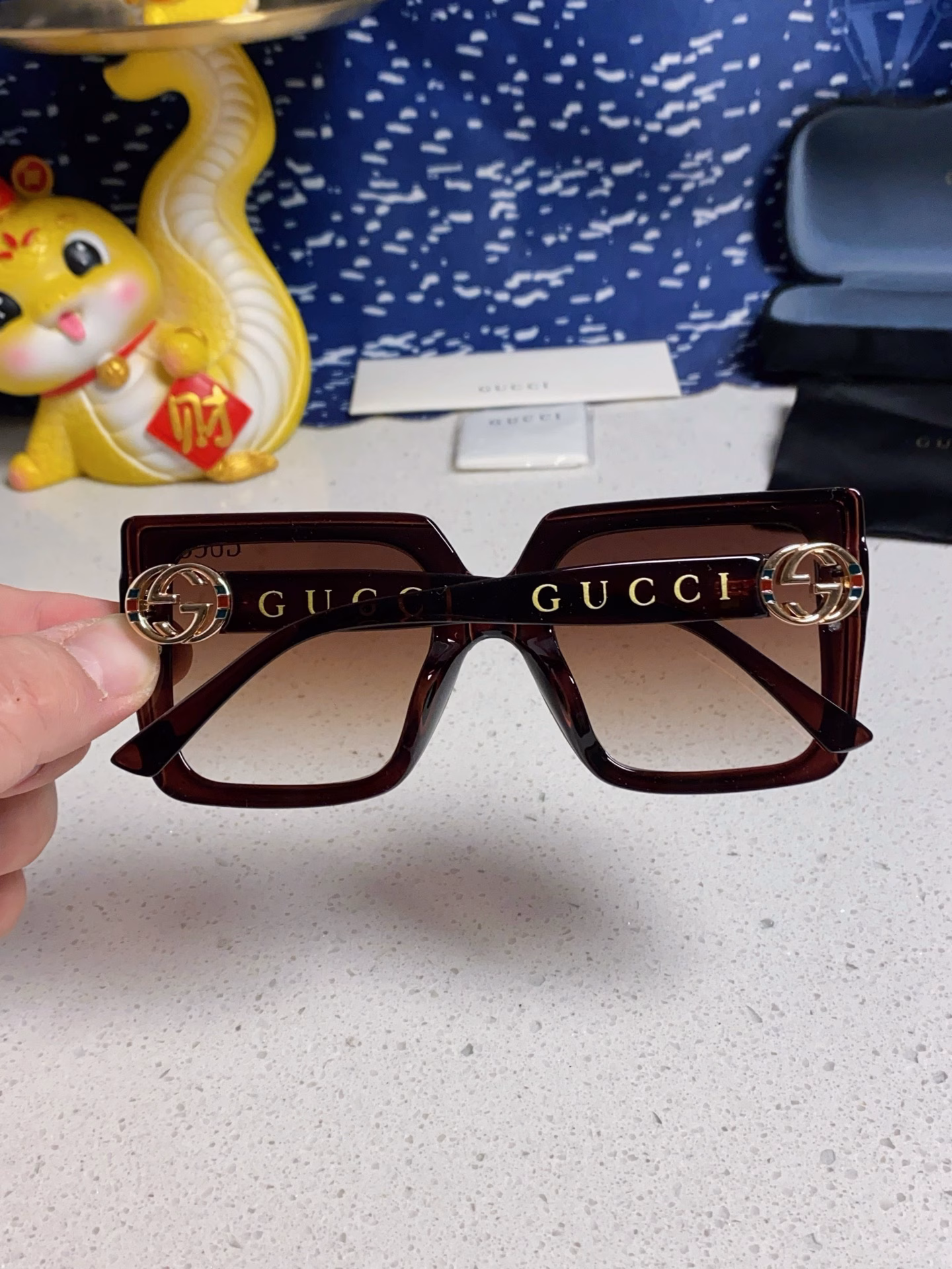 Gucci Sunglasses Women's New Large Glasses 2025 Fashion European and American Slim Frame Trendy Face Anti-ultraviolet Style Round Face