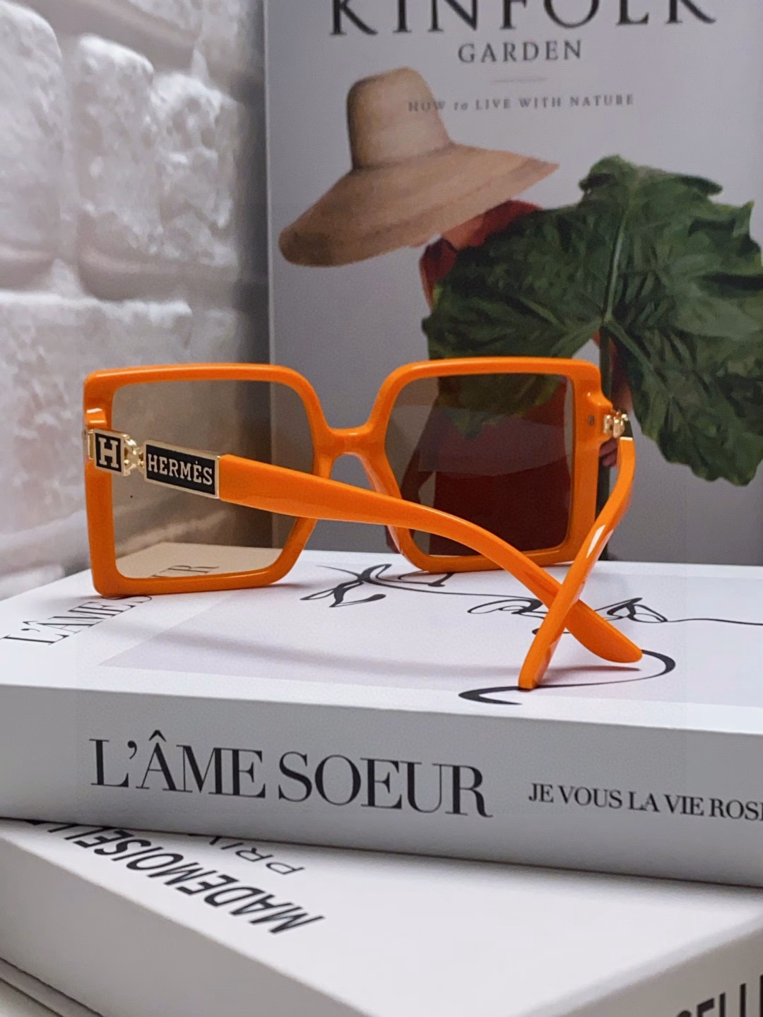 Hermes sunglasses women 2025 new square large frame round face slim anti-ultraviolet sunglasses high-end travel sun protection
