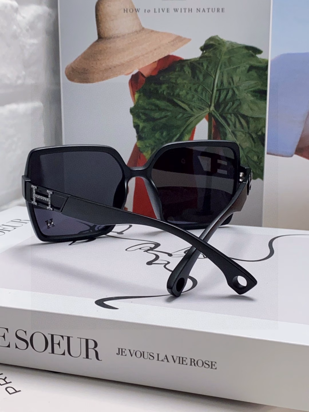 Hermes sunglasses women 2025 new square large frame round face slim anti-ultraviolet sunglasses high-end travel sun protection