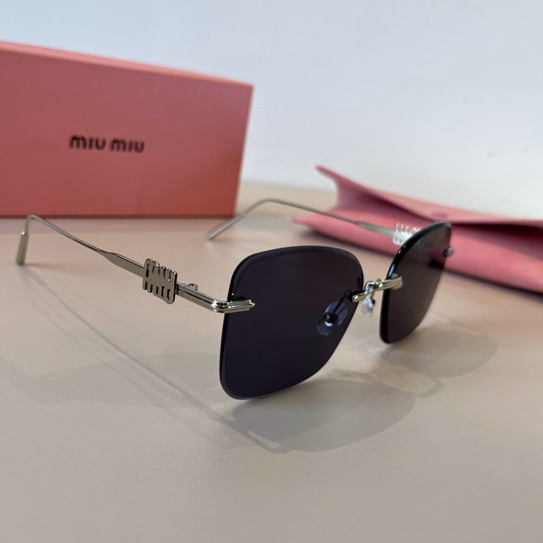 Miu Miu new sunglasses, high-end frameless sunglasses for women, UV protection for driving, large face and slimming one-piece glasses