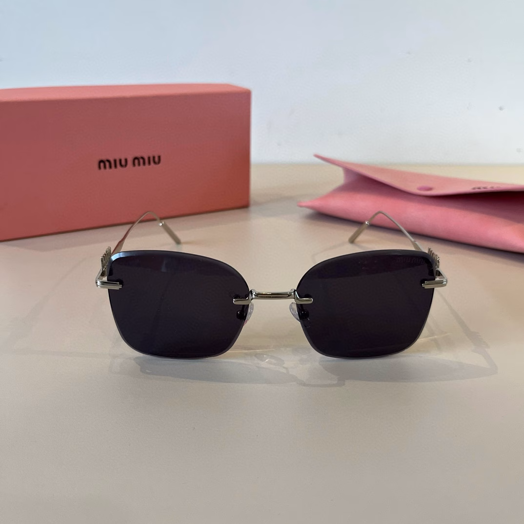 Miu Miu new sunglasses, high-end frameless sunglasses for women, UV protection for driving, large face and slimming one-piece glasses