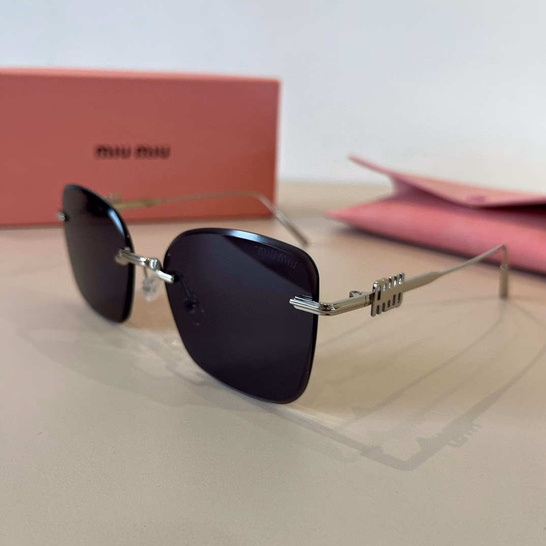 Miu Miu new sunglasses, high-end frameless sunglasses for women, UV protection for driving, large face and slimming one-piece glasses