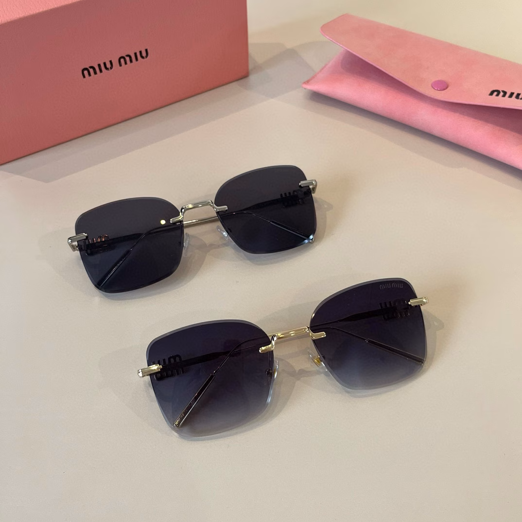 Miu Miu new sunglasses, high-end frameless sunglasses for women, UV protection for driving, large face and slimming one-piece glasses