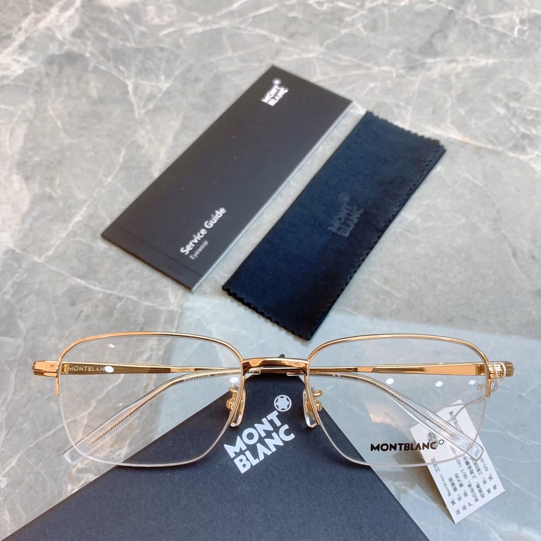 Montblanc Bai Jingting's same style metal pen clip glasses frameMen's fashionable square frame optical myopia frame, high-end quality