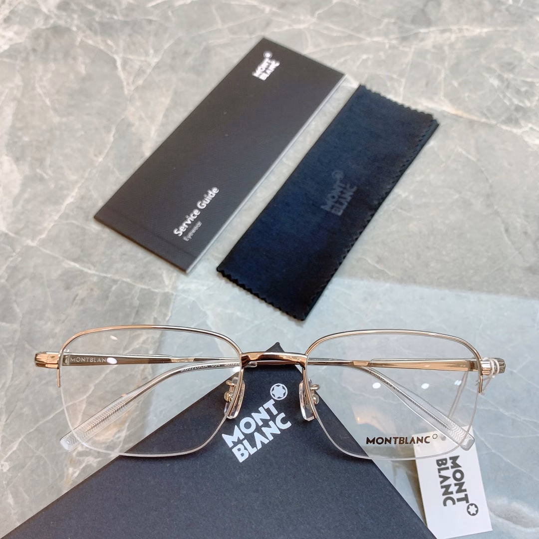 Montblanc Bai Jingting's same style metal pen clip glasses frameMen's fashionable square frame optical myopia frame, high-end quality
