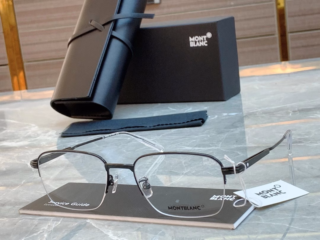 Montblanc Bai Jingting's same style metal pen clip glasses frameMen's fashionable square frame optical myopia frame, high-end quality