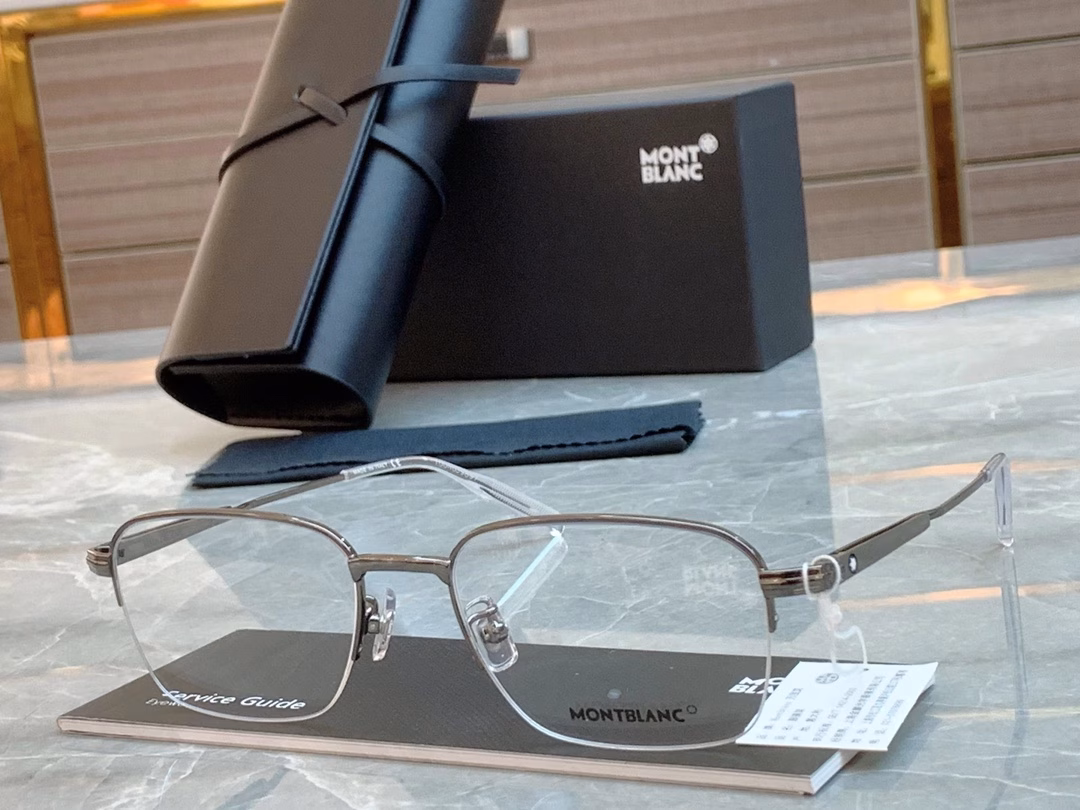 Montblanc Bai Jingting's same style metal pen clip glasses frameMen's fashionable square frame optical myopia frame, high-end quality