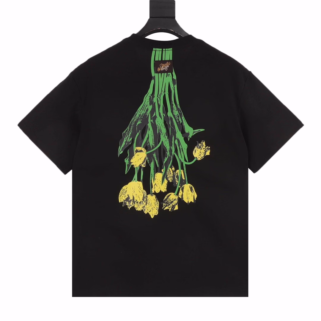 Loewe tulip pattern round neck short-sleeved T-shirtThe fabric is made of high-end ice-feeling Sorona fabric, and the front and back are made of digital direct injection technology. The upper body effect is loose and casual, versatile, with three complete labels, and the same style for men and women