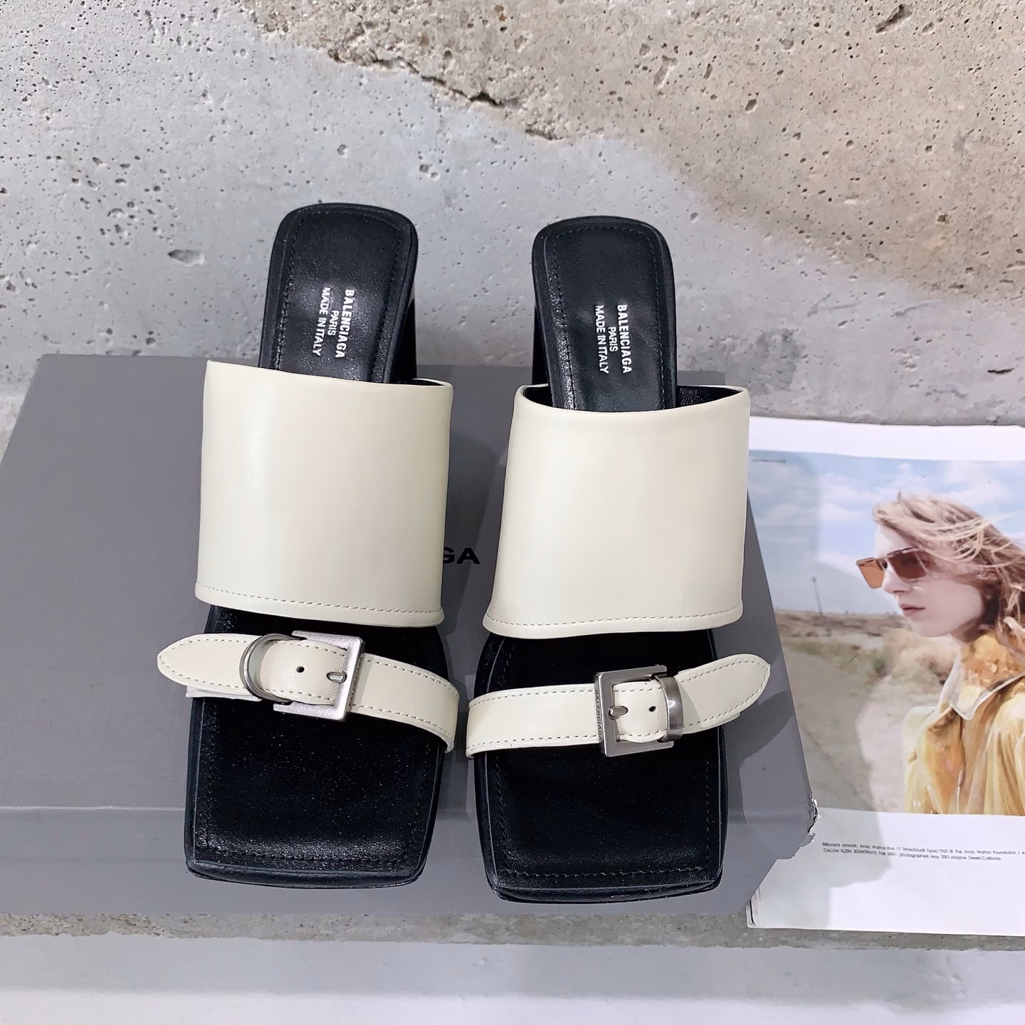 BALENCIAGA* ✨2025 Spring and Summer new punk style high-heeled slippers👠Fashionable and stylish, full of fashion style💯High-end cowhide fabric, sheepskin lining, Italian🇮🇹imported leather outsole