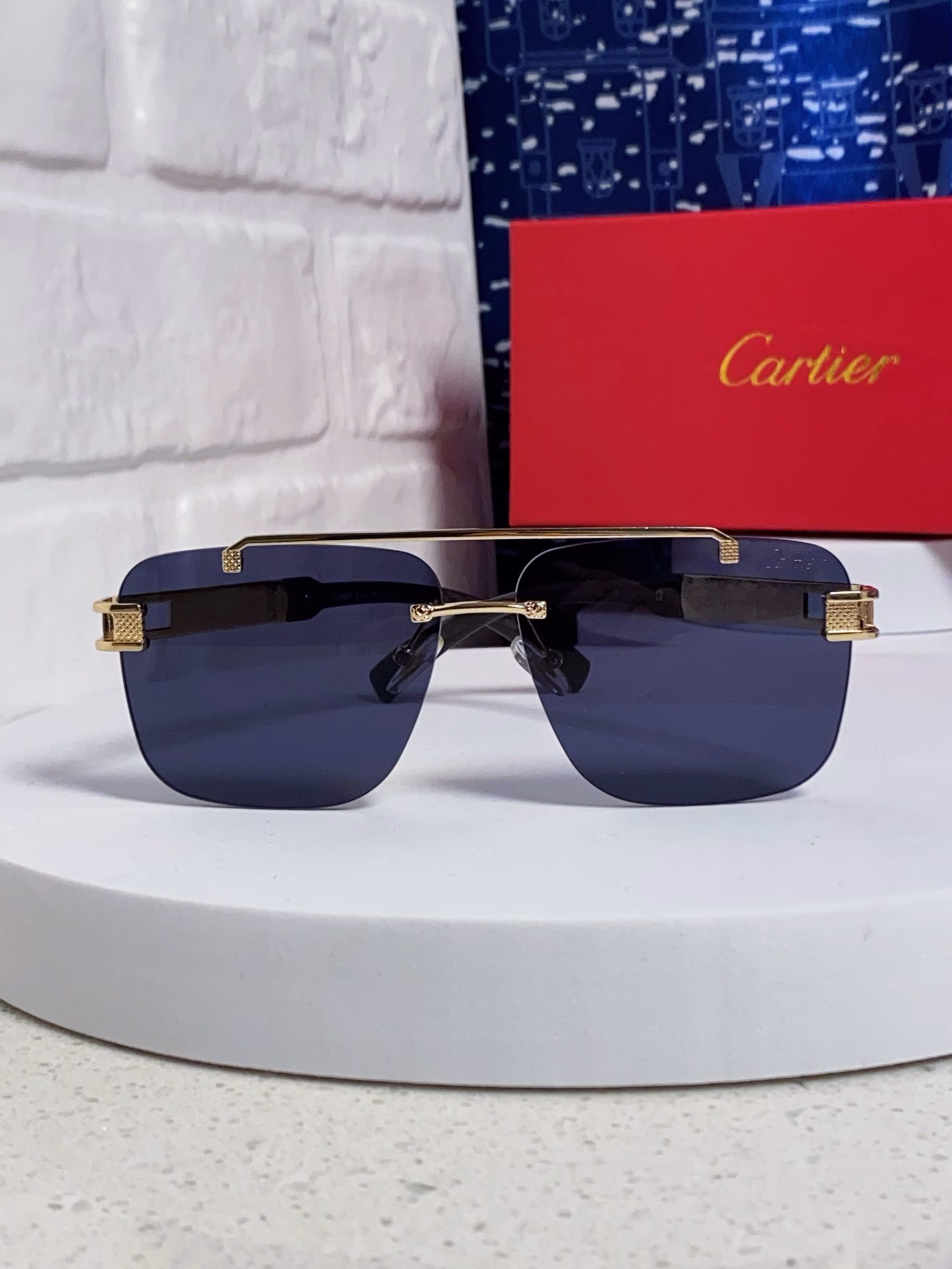 Carter Cartier 2025 new sunglasses fashion sun glasses men and women fashionable square frame double beam metal frame men's driving polarized glasses