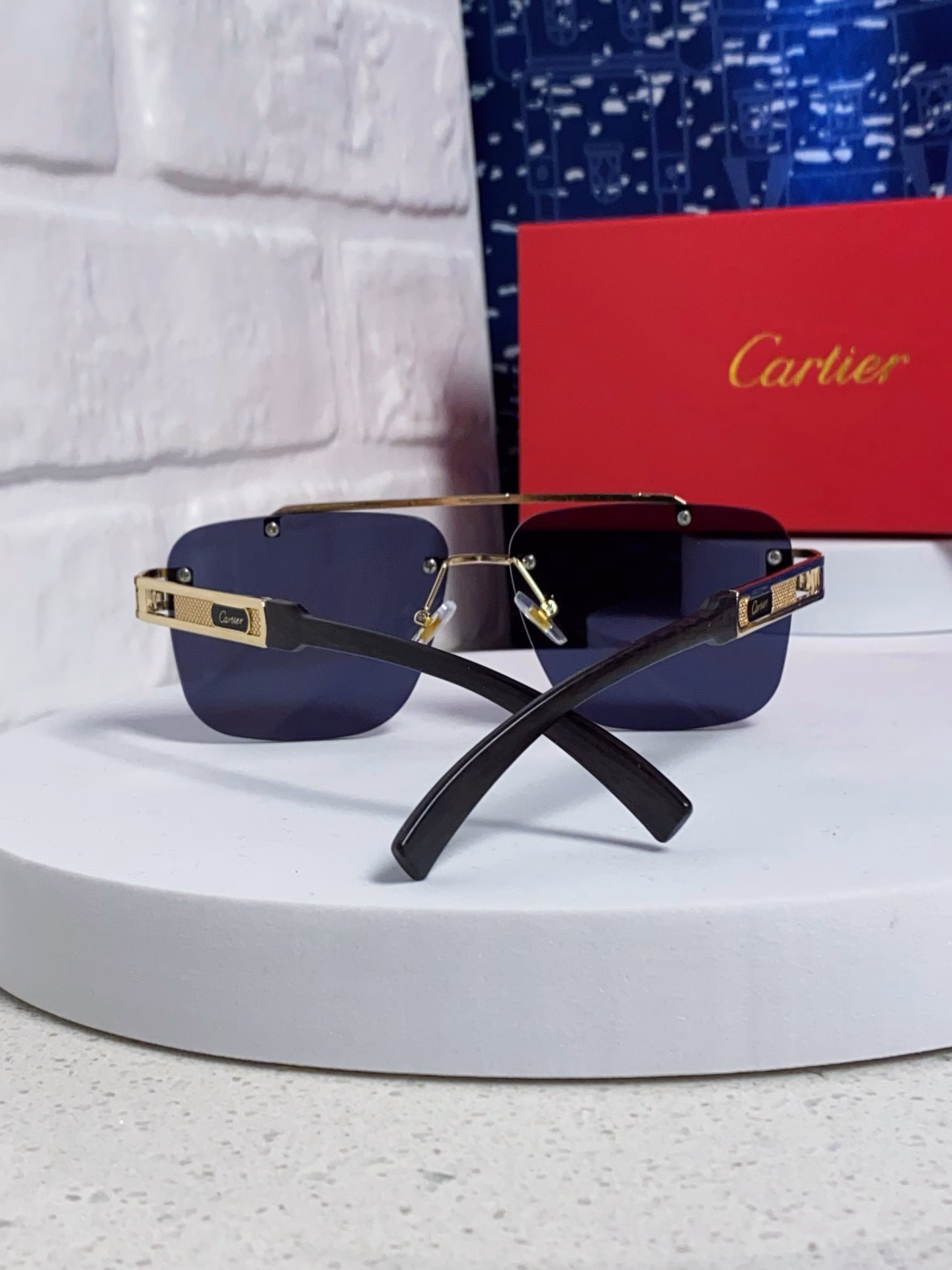 Carter Cartier 2025 new sunglasses fashion sun glasses men and women fashionable square frame double beam metal frame men's driving polarized glasses