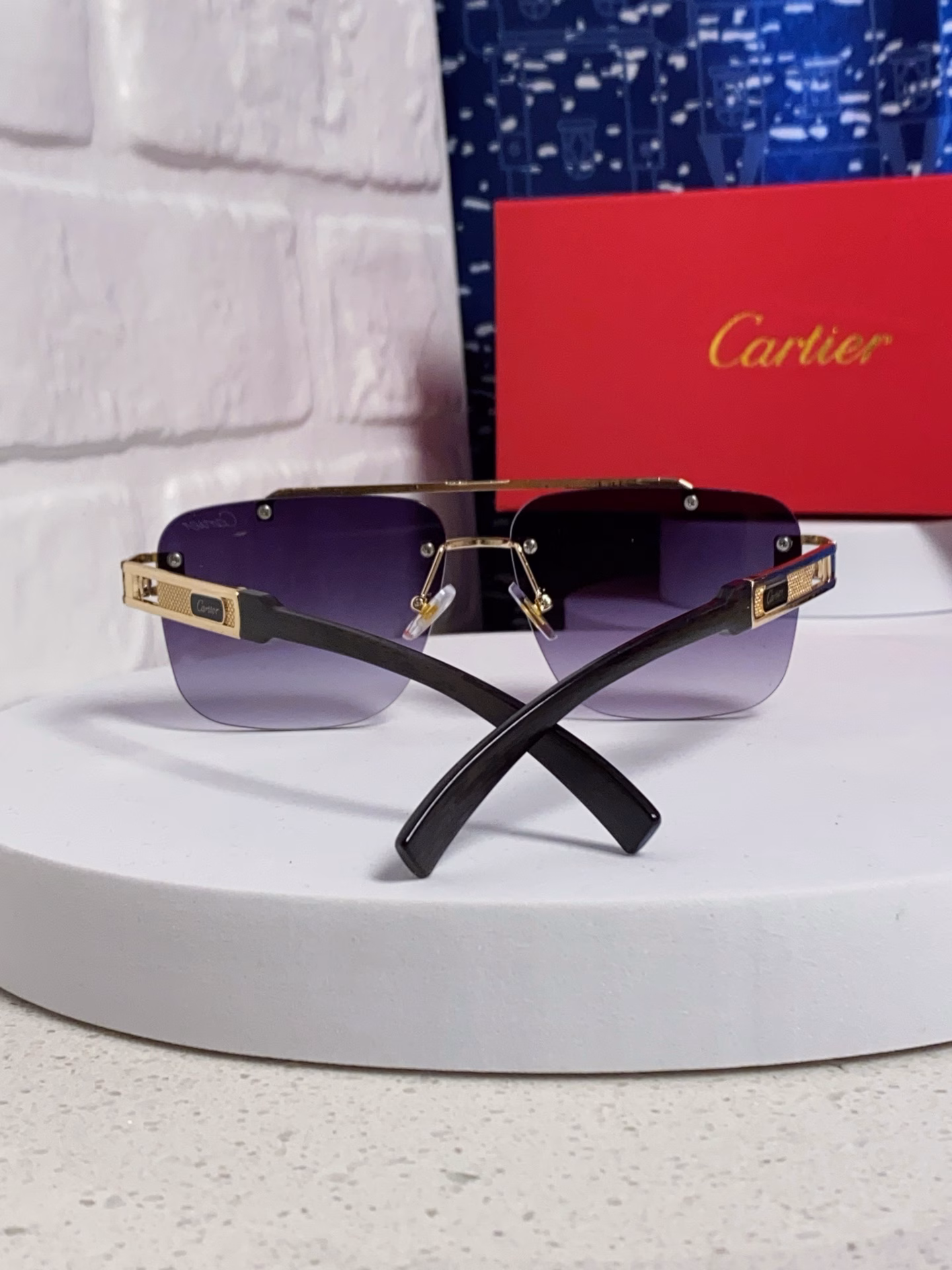 Carter Cartier 2025 new sunglasses fashion sun glasses men and women fashionable square frame double beam metal frame men's driving polarized glasses