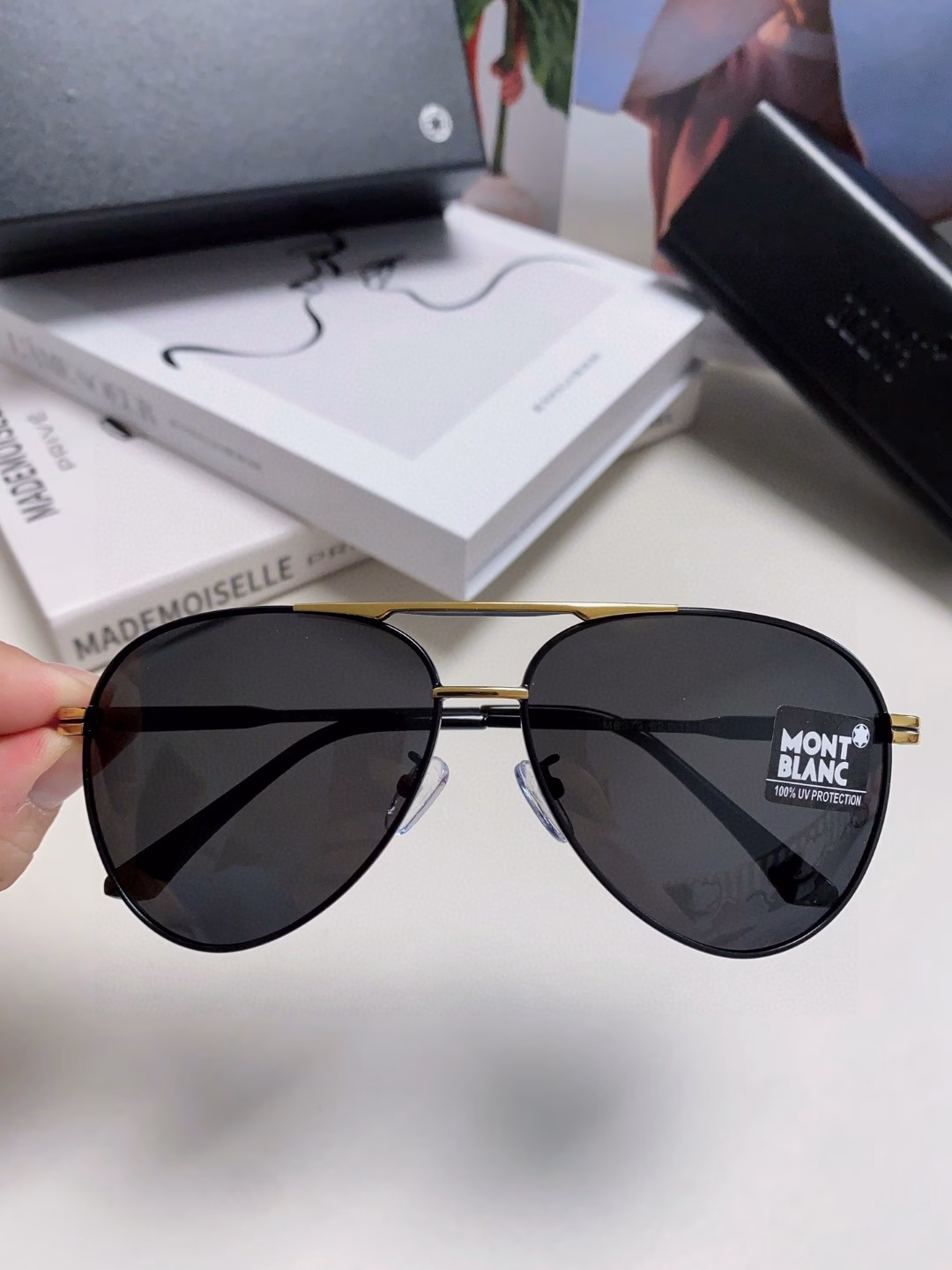 Montblanc Montblanc 2025 new men's polarized sunglasses for driving Korean version of anti-ultraviolet trend sunglasses frog mirror