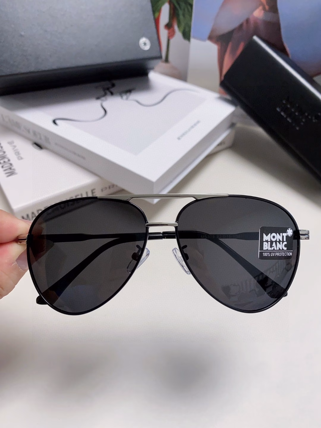 Montblanc Montblanc 2025 new men's polarized sunglasses for driving Korean version of anti-ultraviolet trend sunglasses frog mirror
