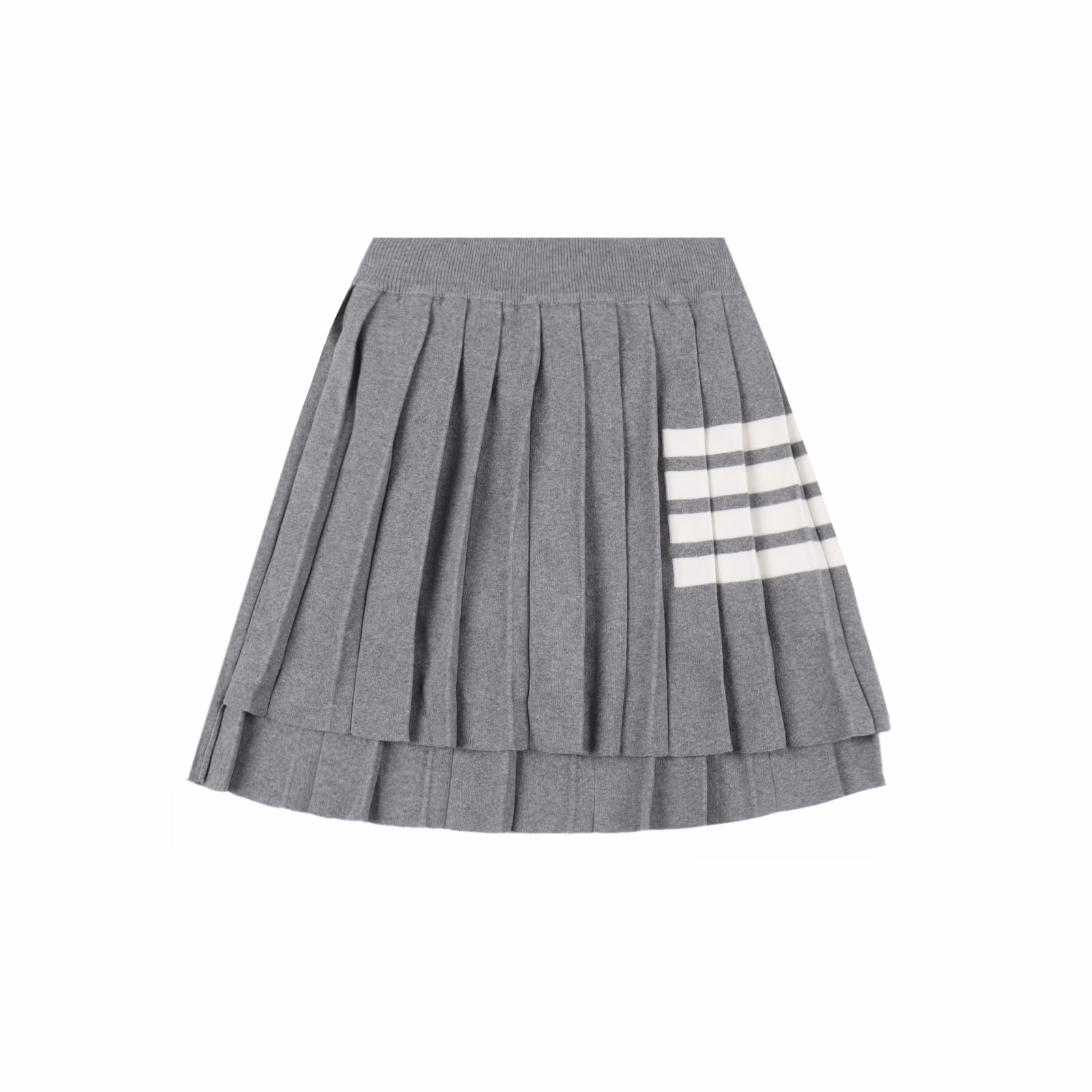 Thom Browne TB yarn-dyed four-bar knitted pleated skirtIt looks great with anything. Custom-made round-head three-color zipper, short front and long back design, each pleat is shaped by sewing, so there is no need to worry about it falling apart or not being there after washing. Custom-made wool blended fabric, making a half skirt, more silhouette! The lining also uses classic red, white and blue vertical stripes