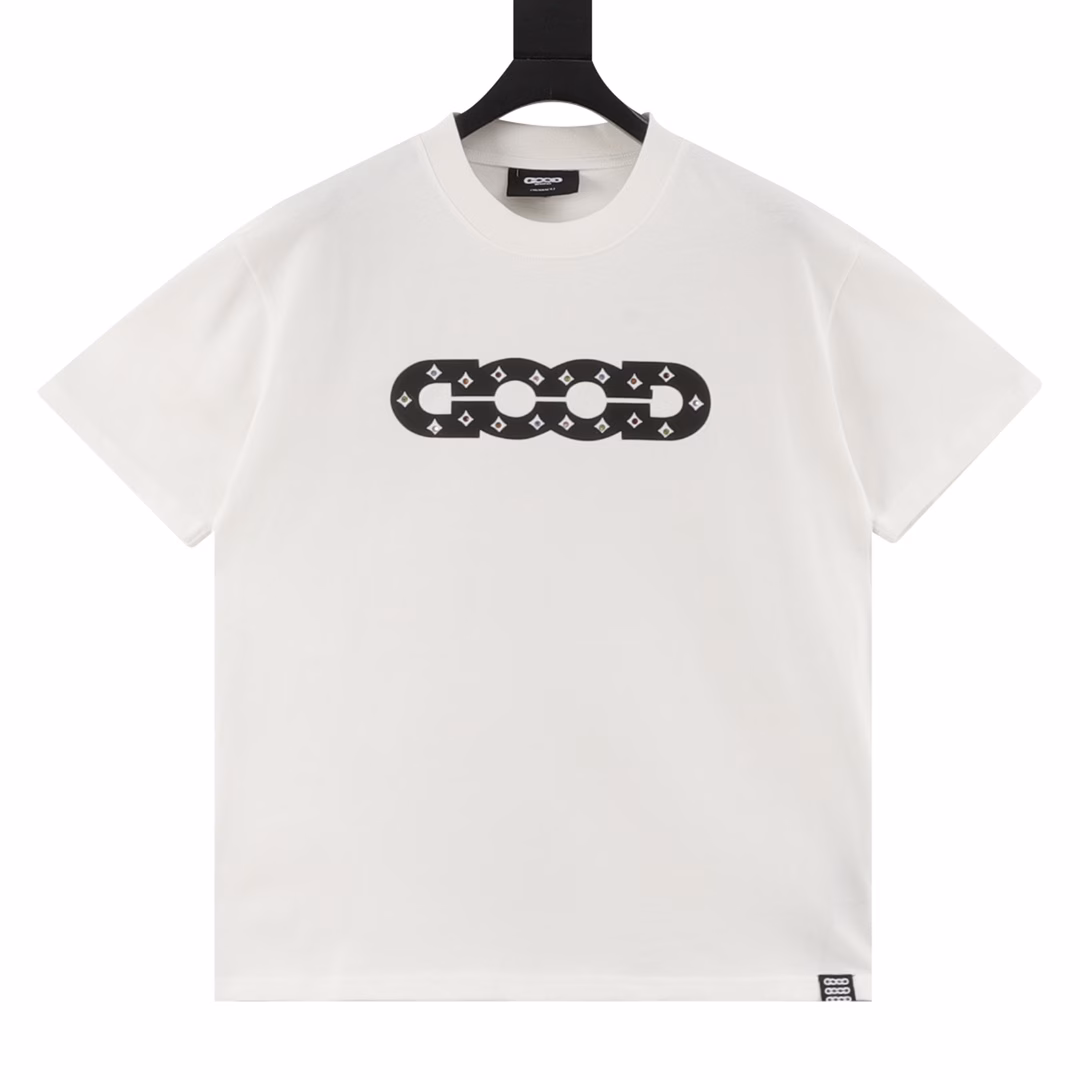 GOODBRAND hollow pattern four-pointed star round neck pullover short-sleeved T-shirtUnisex 350g fabric