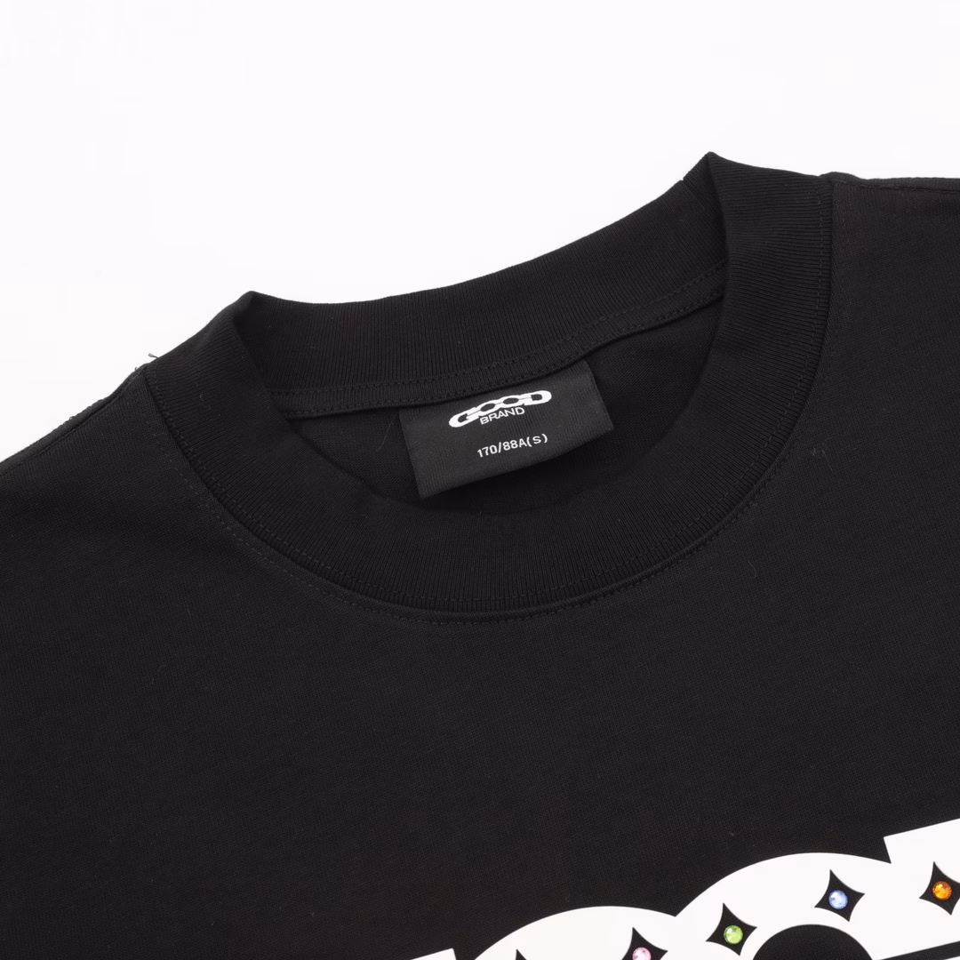 GOODBRAND hollow pattern four-pointed star round neck pullover short-sleeved T-shirtUnisex 350g fabric