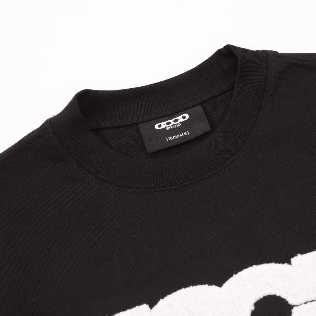 GOODBRAND Earth jacquard wet towel embroidery round neck short-sleeved T-shirtUnisex 350g fabric