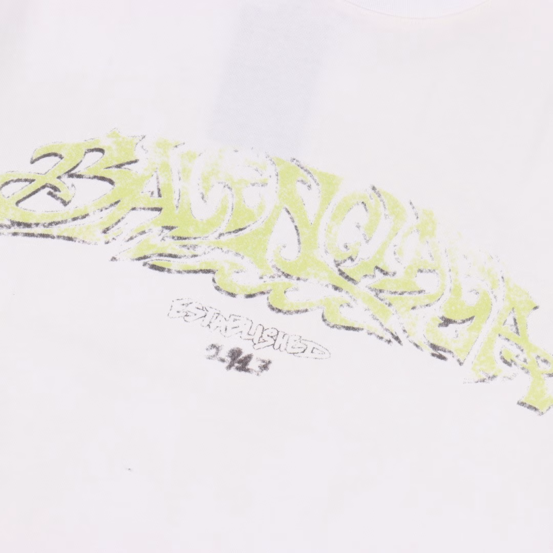Balenciaga catwalk model flame letter digital direct printing short sleeve T-shirt