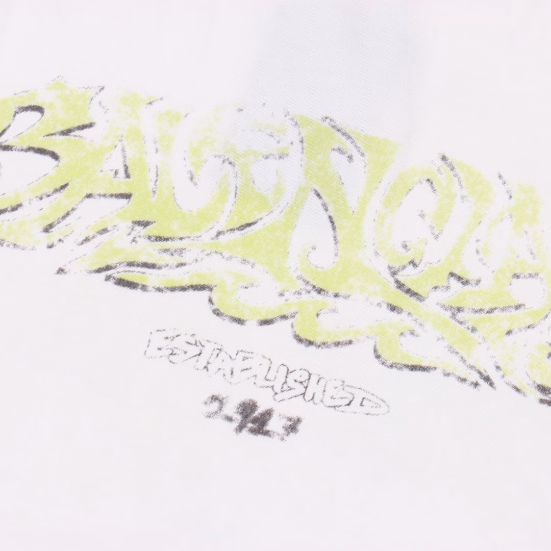 Balenciaga catwalk model flame letter digital direct printing short sleeve T-shirt
