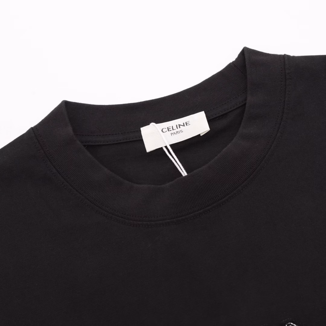 Celine Basic Patch Embroidered Short Sleeve