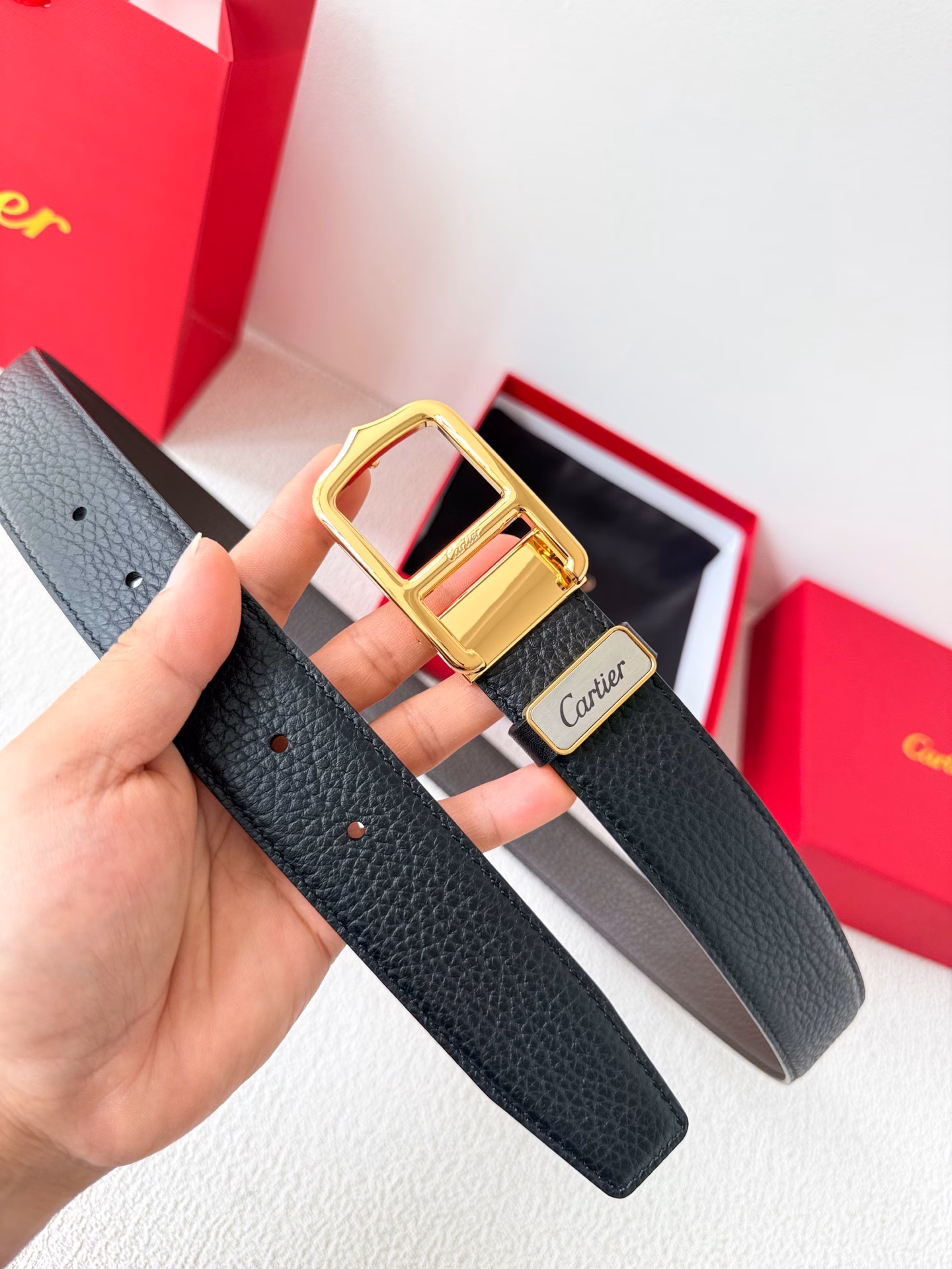· Cartier·✈️Original·Belt·Leather BeltModel: Buckle, original classic pure steel buckle, real shot, double-sided top layer cowhide
