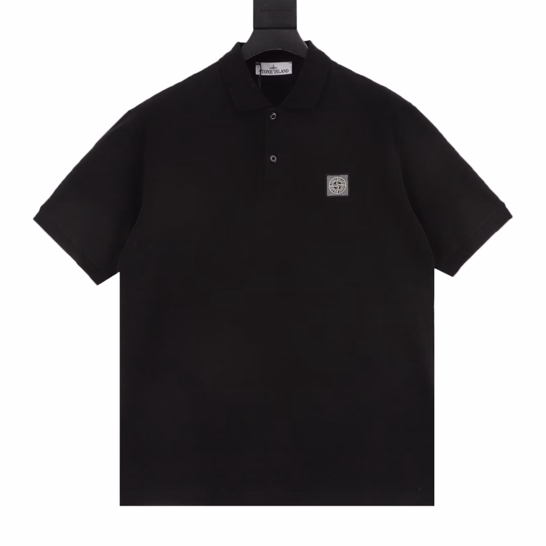 STONEISLAND Stone Island Square Badge Applique Embroidered Short Sleeve Polo ShirtCustomized pure cotton satin with pearl, using imported machine applique embroidery technology, the fabrics are all washed, the texture is better, not easy to deform, not easy to shrink, not easy to fade, customized 1:1 Stonelsland buttons, customized 1:1 Stonelsland trademark, loose version