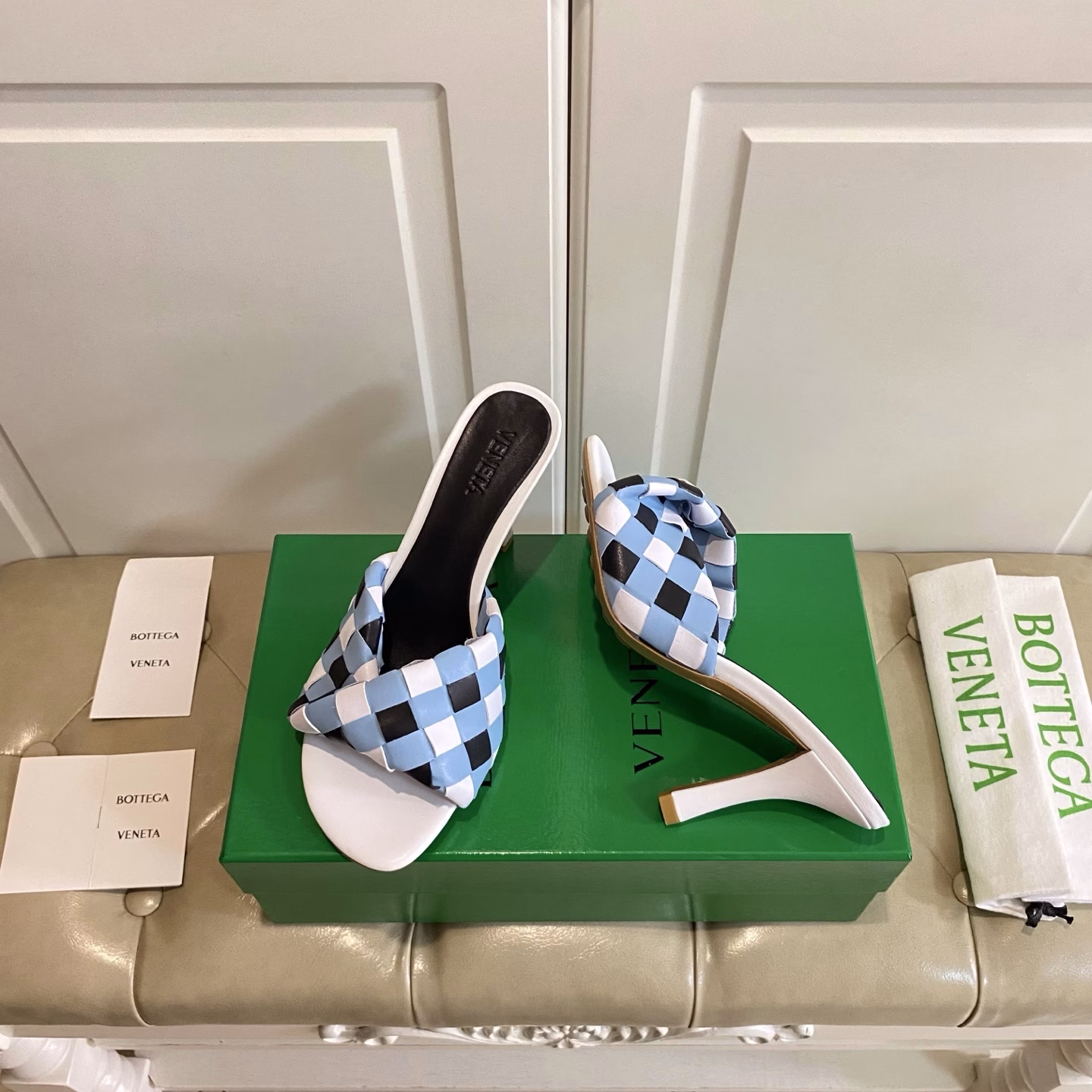BV new high heels, classic woven surface, leather injection molded outsole