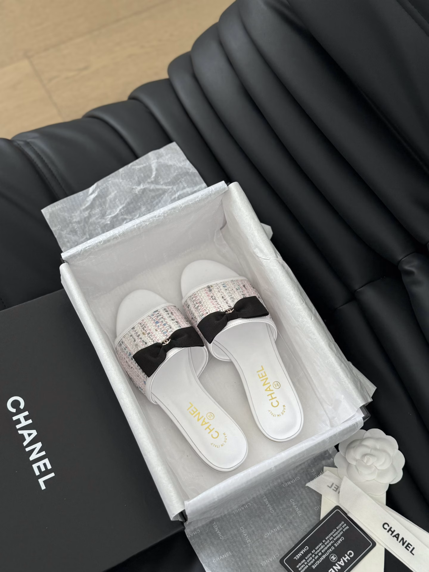 Chanel 24S early spring new fish mouth series slippersAs always, high version, classic bow patternLambskin lining, genuine leather outsole