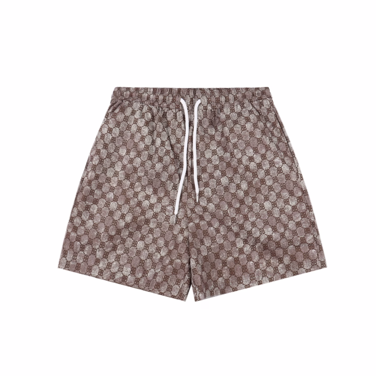 Balenciaga 25ss BB full Indonesian dragon shortsInterlocking double B print, drawstring elastic waistband, straight shorts style, full set of accessories! Polyester fiber is a blended fabric, contrasting fabric is fixed color and environmentally friendly. It has good light resistance and is better than natural fiber fabrics. It uses three-level bird's eye fabric, which is a functional weft knitted fabric with moisture absorption and perspiration function. The principle of perspiration is through the small holes on its surface. Due to the existence of these small holes, it can achieve the effect of moisture absorption and perspiration. The double B pattern is made of thick glue material, and the glue is specially adjusted with environmentally friendly glue. The front end of the elastic waist rope has a metal bell with engraving, the front trouser line is stitched, and the trouser legs are closed with visible lines, which are strong and durable.