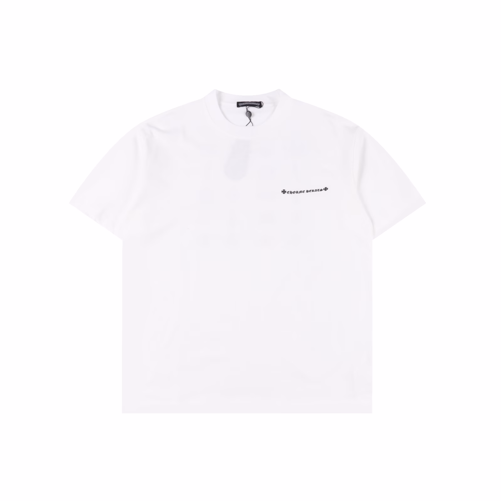 Chrome Hearts 25ss back multi-label printed short sleevesLight luxury men and women's daily commuting essential items correct version welcome to compare detailed features·280g 100% cotton double yarn jersey fabric, matching 1x1 thread in the same cylinder, not easy to deform after repeated washing, workmanship: positioning cutting oversize loose version, imported glue dot printing, matching accessories, same style for men and women