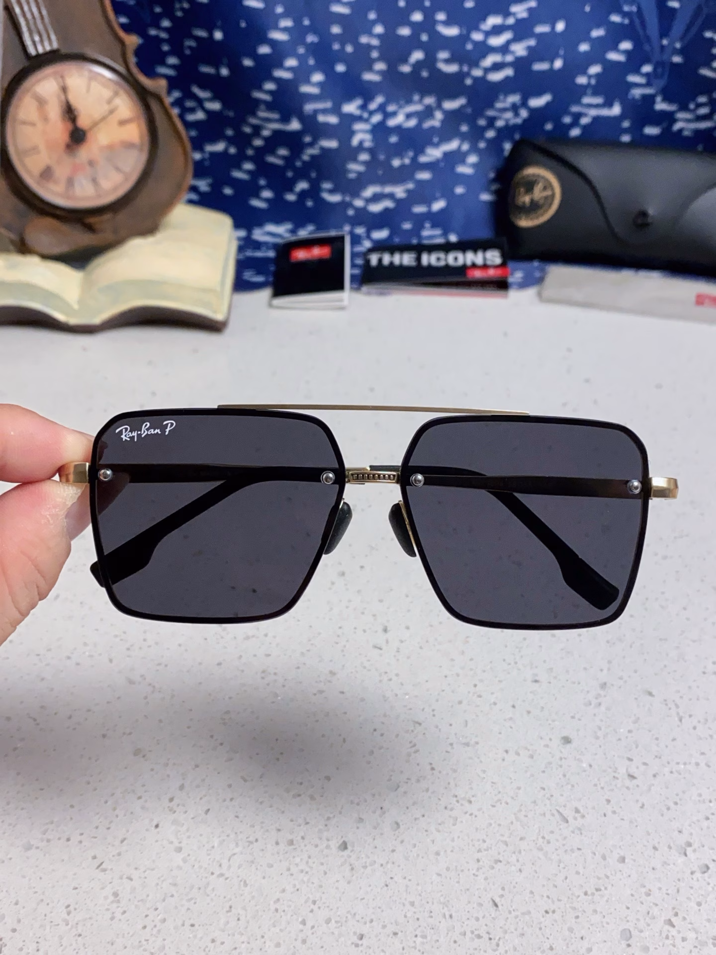 RayBan men's polarized high quality [2025 new] personalized half-frame men's sunglasses retro double-beam driving special sunglasses anti-ultraviolet tide