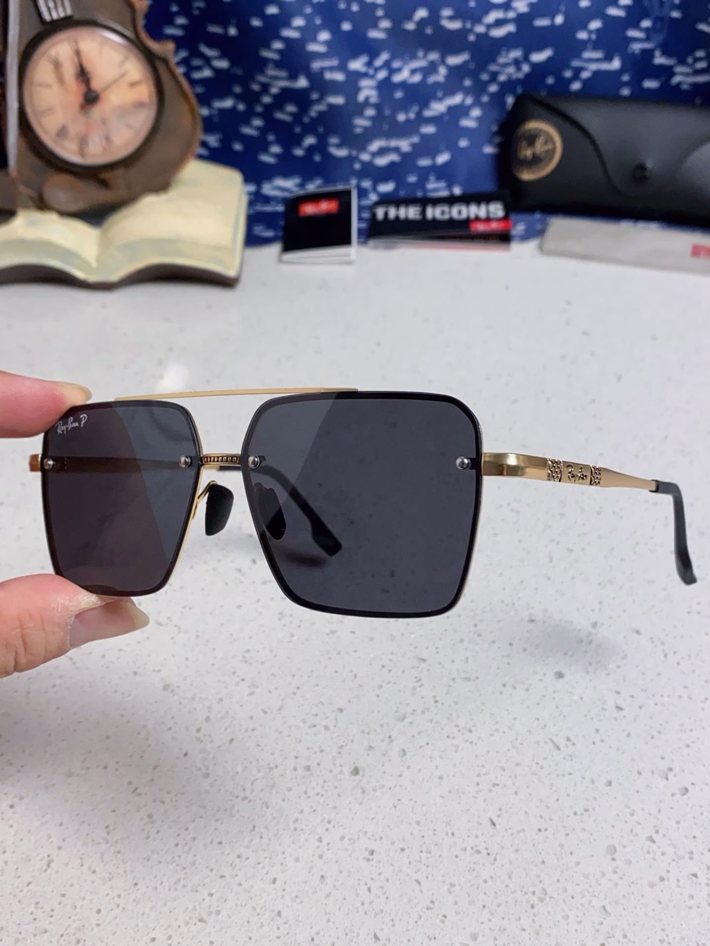 RayBan men's polarized high quality [2025 new] personalized half-frame men's sunglasses retro double-beam driving special sunglasses anti-ultraviolet tide
