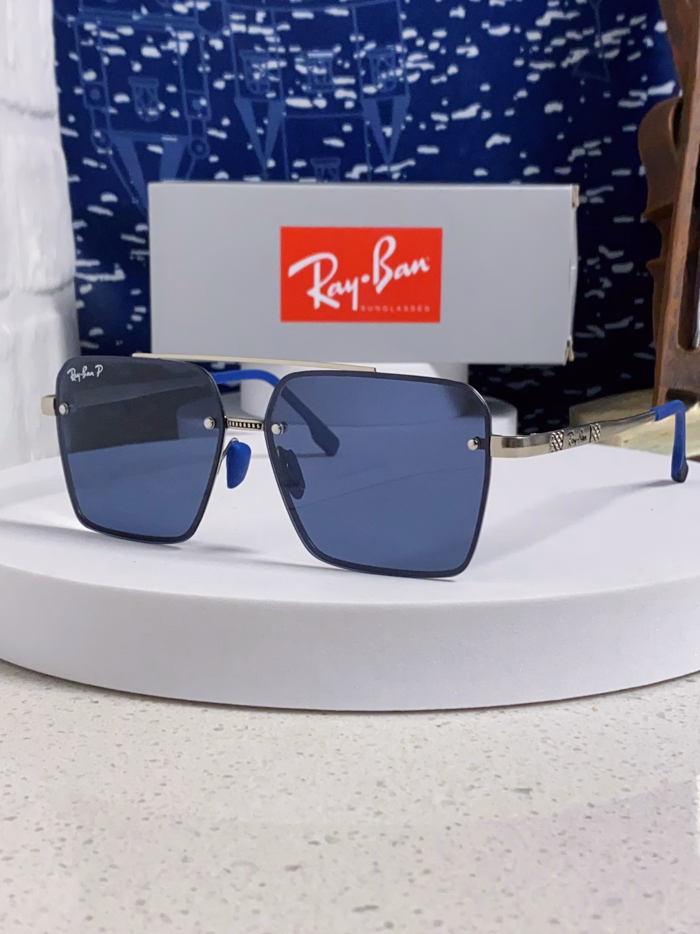 RayBan men's polarized high quality [2025 new] personalized half-frame men's sunglasses retro double-beam driving special sunglasses anti-ultraviolet tide