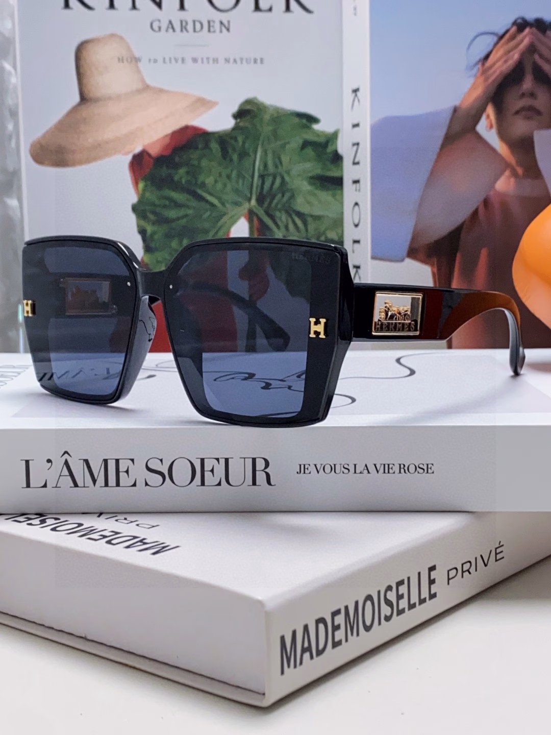 Hermes 2025 new polarized sunglasses for women new fashion large frame face-showing small glasses UV protection casual versatile sunglasses trendy ladies sunglasses