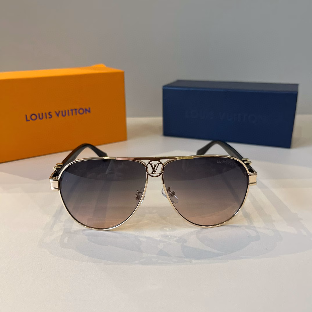 Louis Vuitton new sunglasses🕶️Same style for men and women, extremely comfortable to wearFashionable styleClassic metal single beam aviator toad-shaped fashion sunglasses