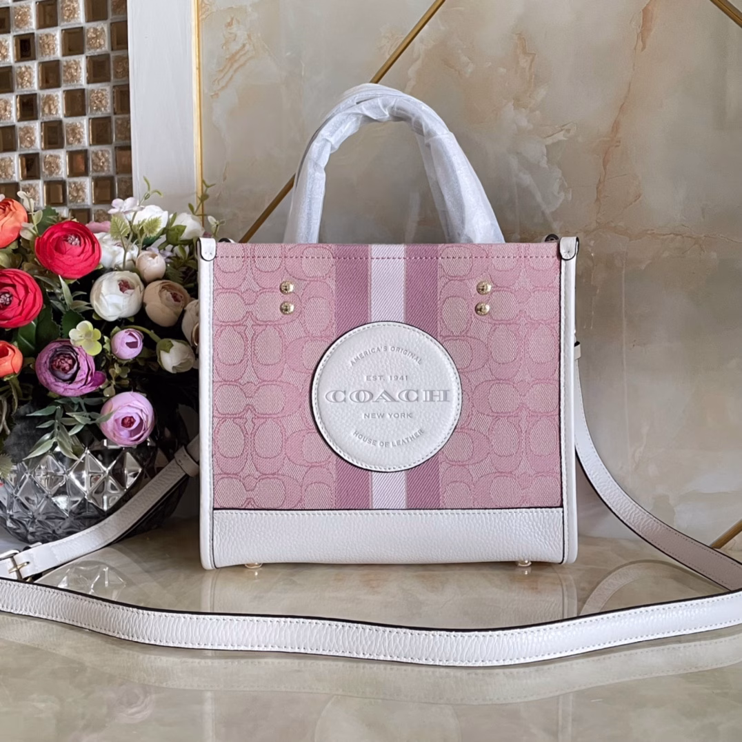 Pure and original authentic Valentine's Day limited edition Dempsey mini canvas Field Tote 22 vertical small tote bag shopping bag, a very coveted collector's edition peach pink color, small, cute and practical, white first-layer calfskin leather with classic Logo cloth, handmade with essential oils, not a high-end imitation on the market!