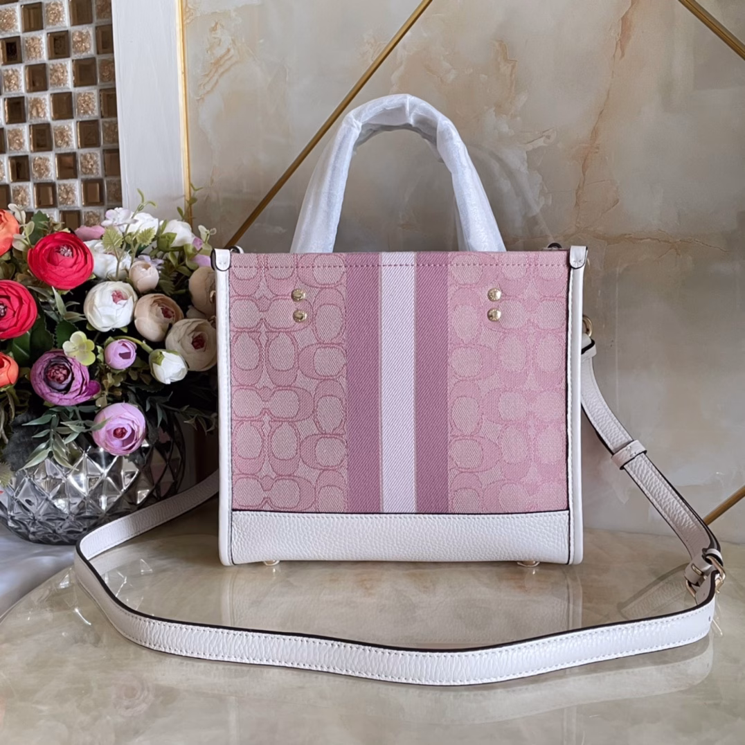 Pure and original authentic Valentine's Day limited edition Dempsey mini canvas Field Tote 22 vertical small tote bag shopping bag, a very coveted collector's edition peach pink color, small, cute and practical, white first-layer calfskin leather with classic Logo cloth, handmade with essential oils, not a high-end imitation on the market!