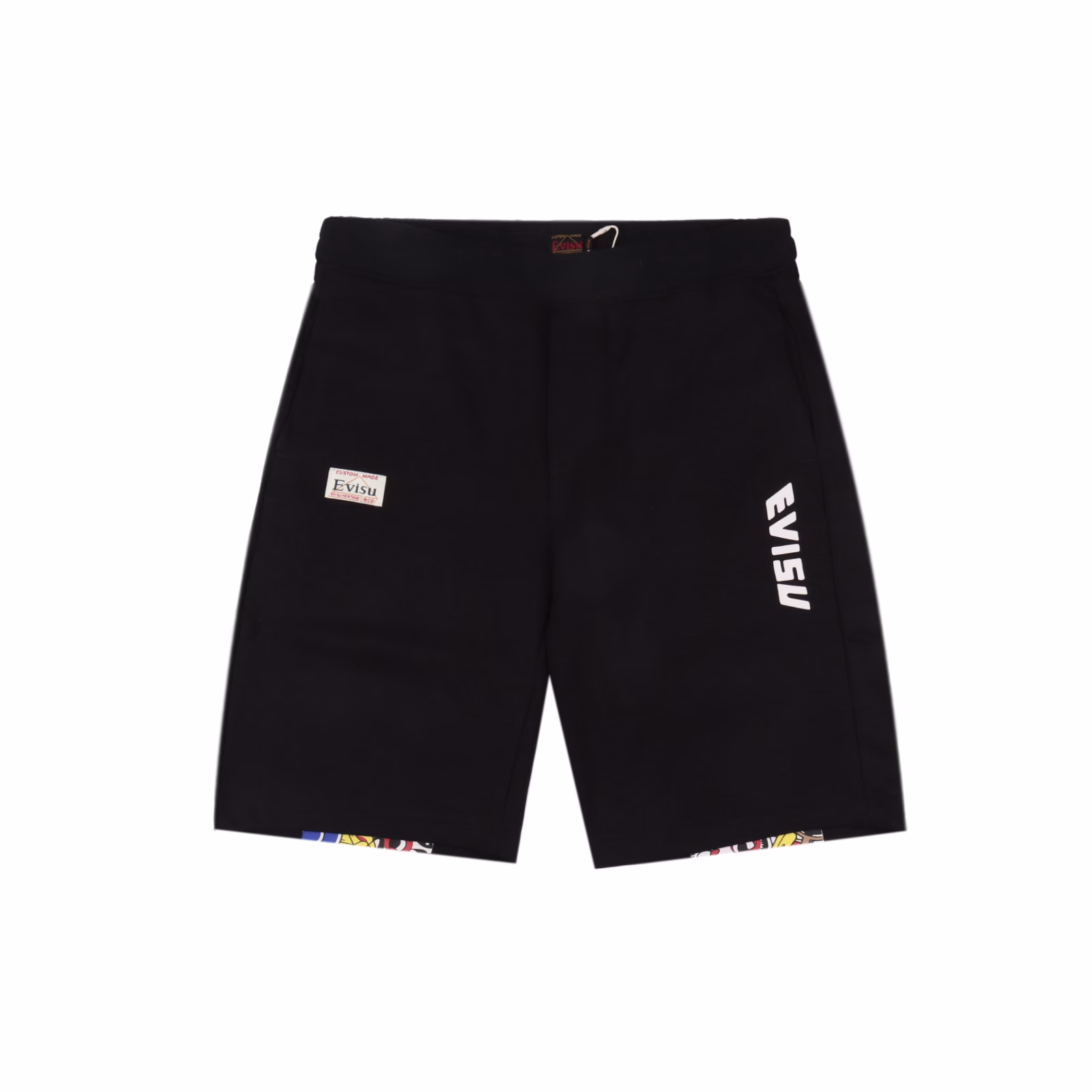 EVISU Billion Fishing Prayer Print ShortsThe large M print on the back of the shorts is based on the Japanese fishing prayer festival, and incorporates various Japanese origin objects, fortune-bringing balls, flags and other prints, making the overall playfulness more interesting. Pair it with a top to create your own trendy style.Elastic drawstring waistband makes it easier to put on and take off