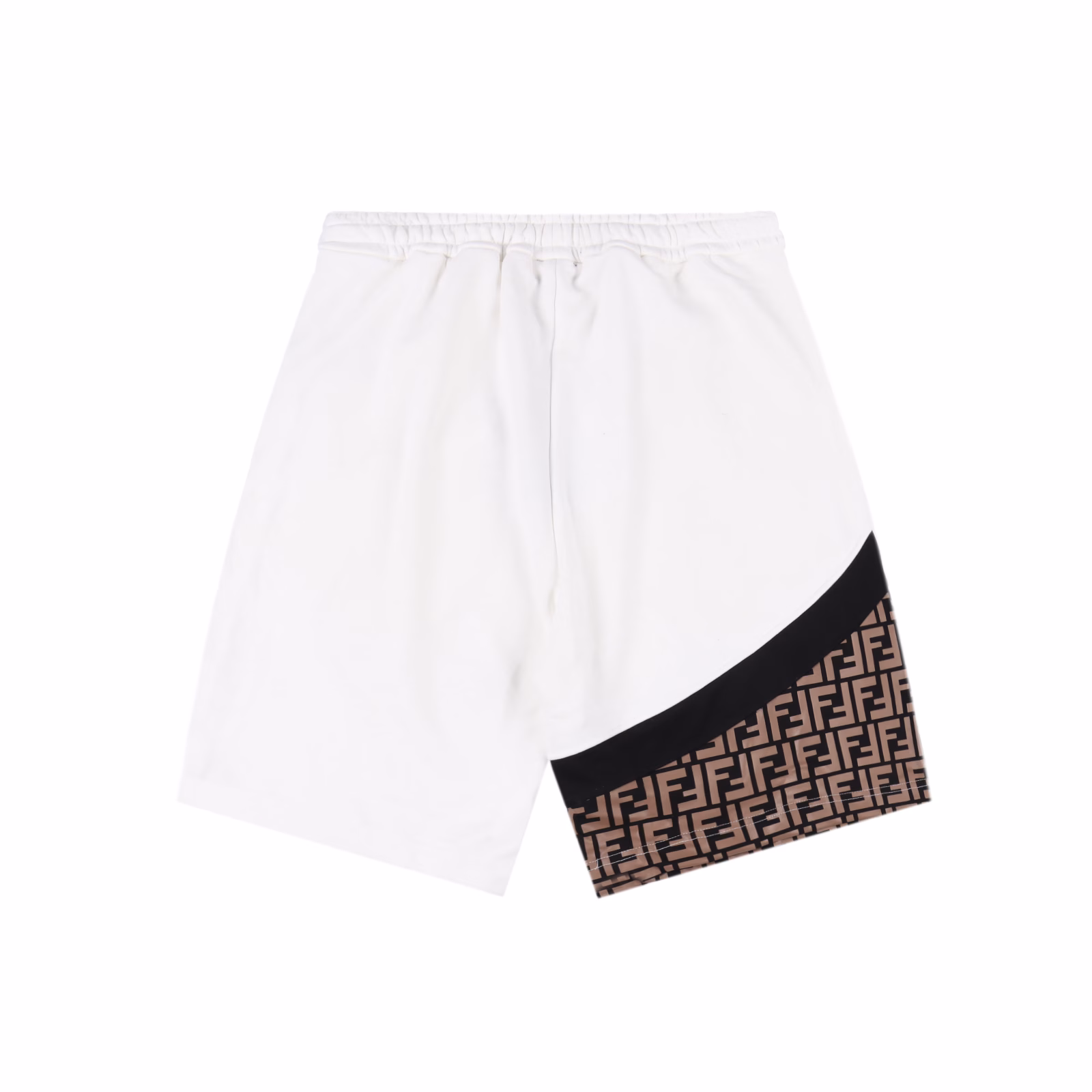 Fendi Double F hem full print patchwork shortsFashionable tailoring design with personality, simple but not simplistic, neat and tight lining, soft and delicate touch, comfortable and breathable, contrasting stitching, eye-catching and fashionable, classic metal Milano base triangle logo, the best choice, better with the same style polo. Color: black, white