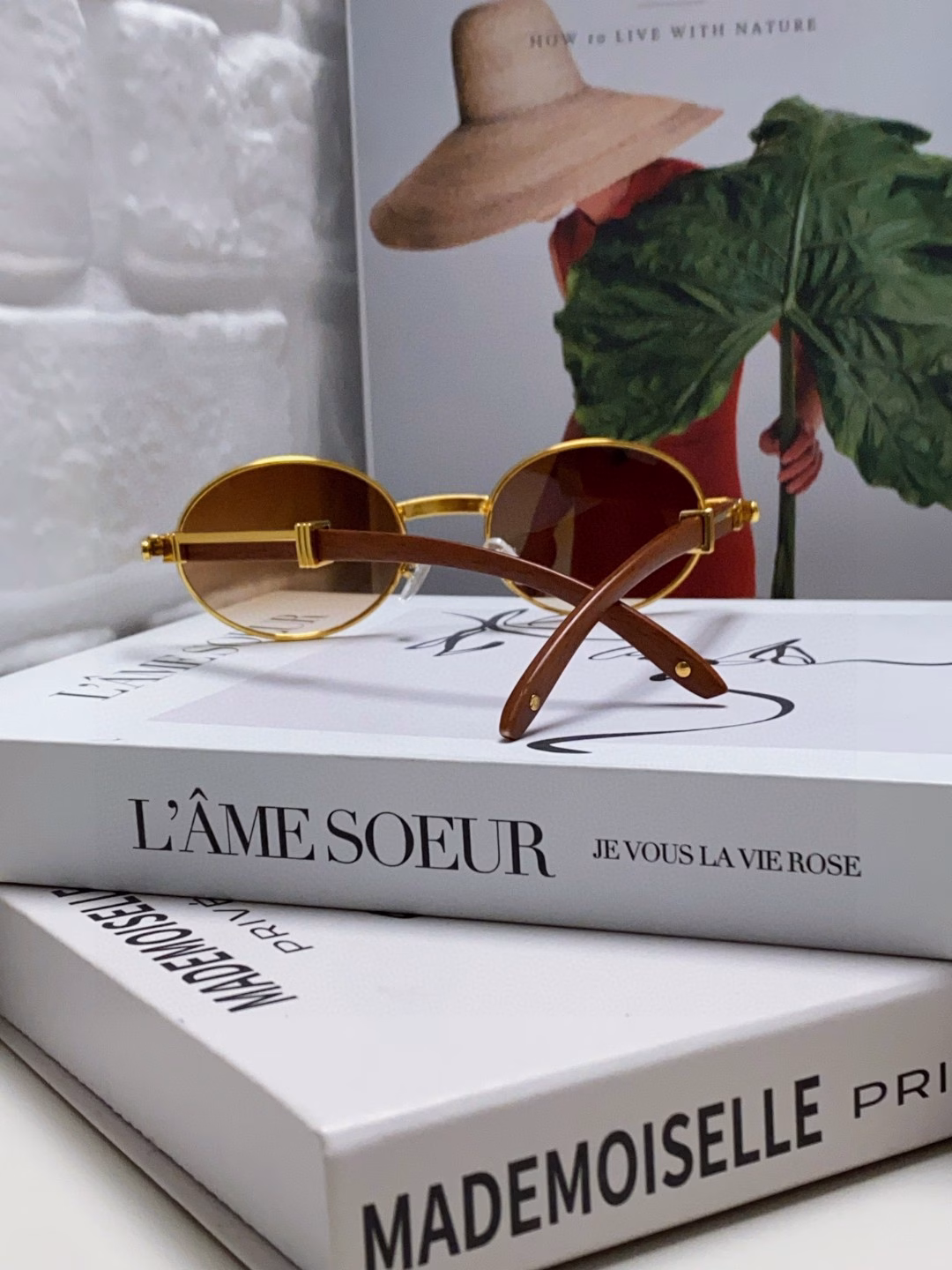 Cartier 2025 new retro imitation wood grain sunglasses round frame sunglasses trendy fashion anti-UV sunglasses CT0464S unisex