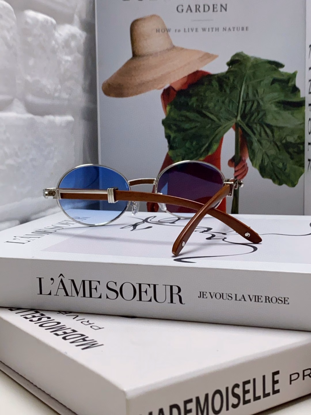 Cartier 2025 new retro imitation wood grain sunglasses round frame sunglasses trendy fashion anti-UV sunglasses CT0464S unisex