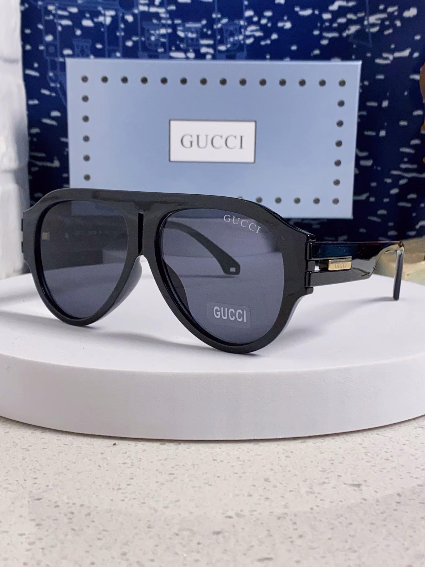 Gucci 2025 European and American high-end men's and women's pilot sunglasses European celebrity same myopia frame toad sunglasses