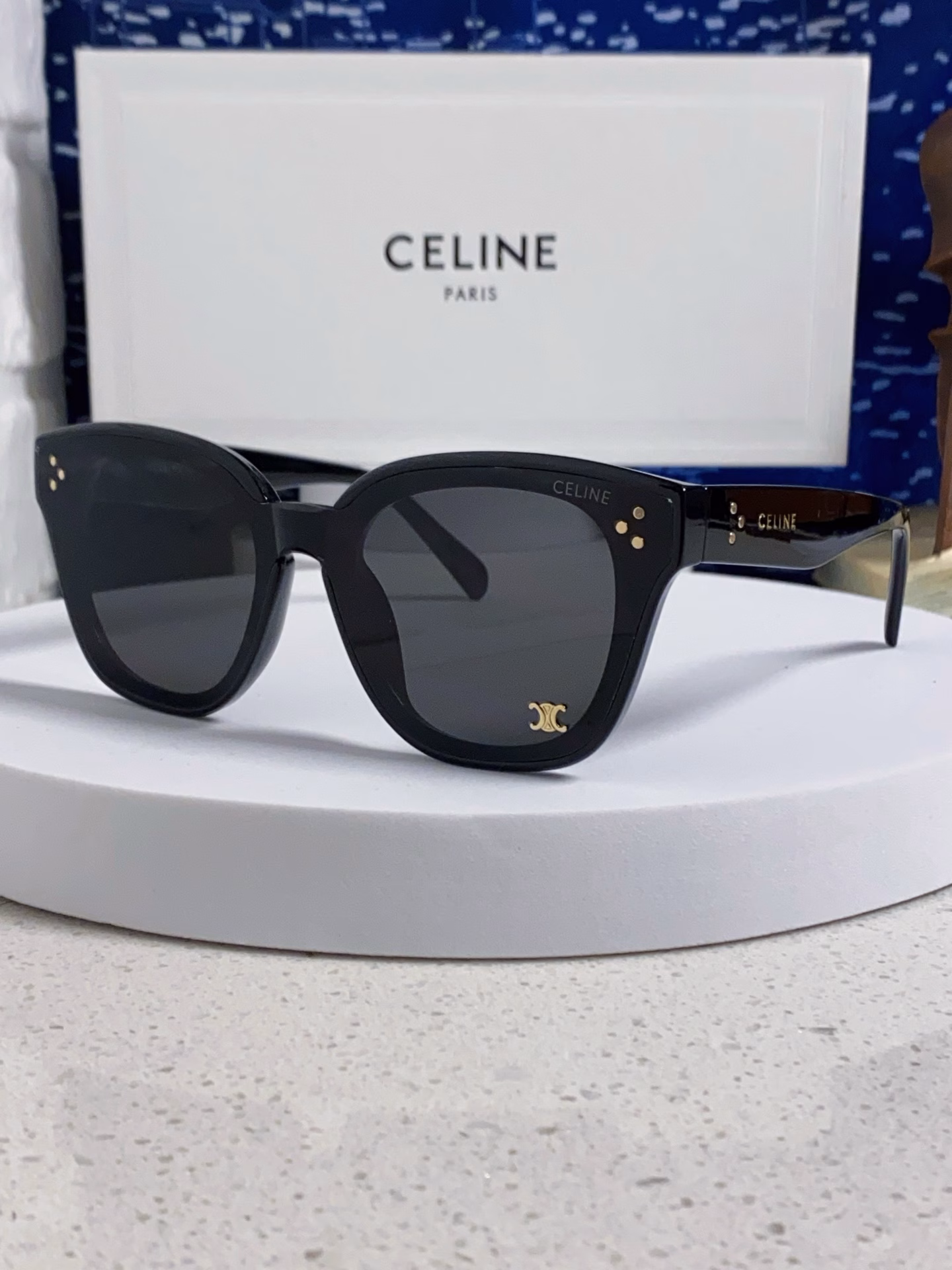 Celine 2025 new Korean fashion sunglasses for women Arc de Triomphe high-end square frame round face slim all-match anti-ultraviolet sunglasses for men and women