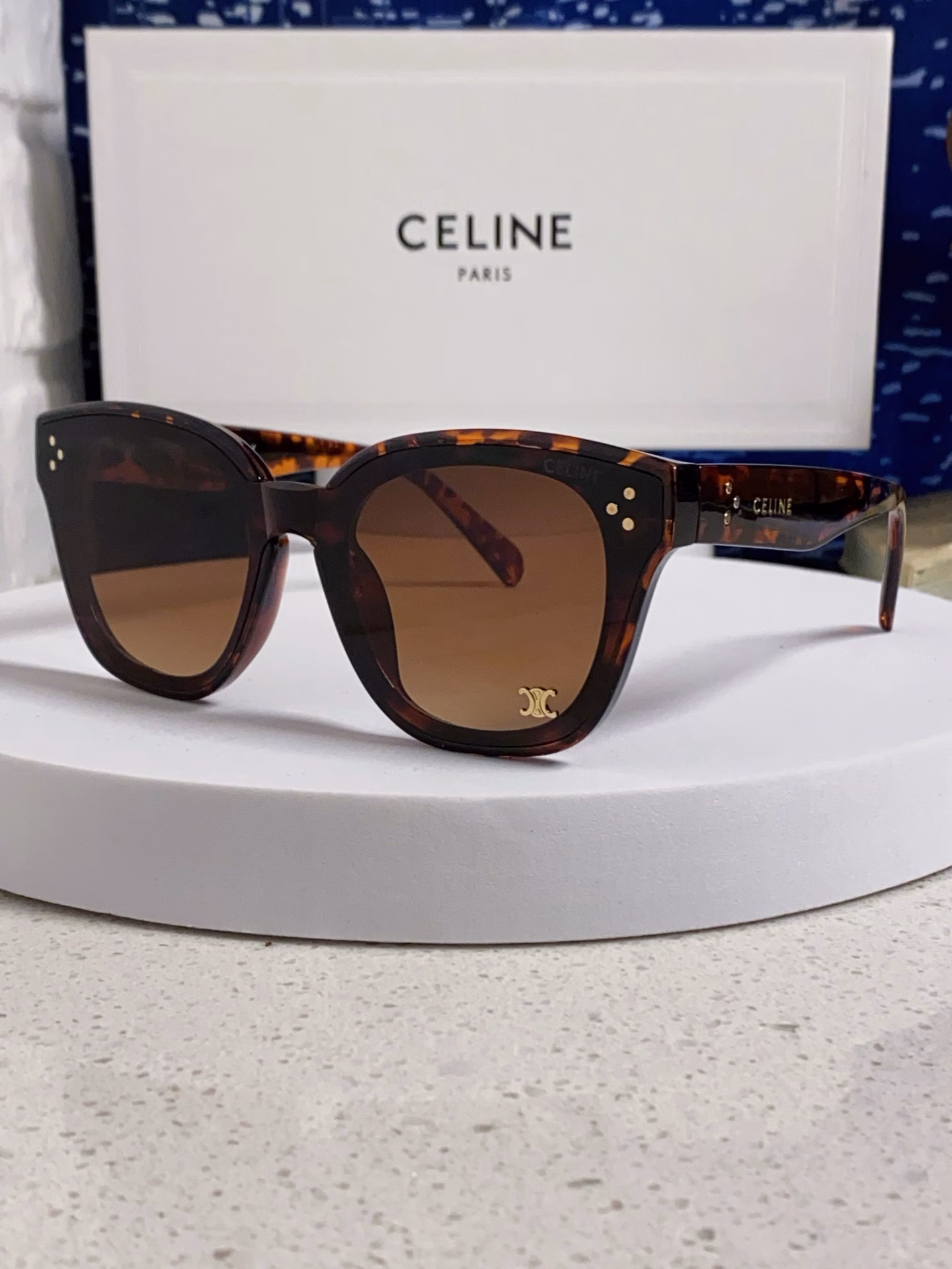 Celine 2025 new Korean fashion sunglasses for women Arc de Triomphe high-end square frame round face slim all-match anti-ultraviolet sunglasses for men and women