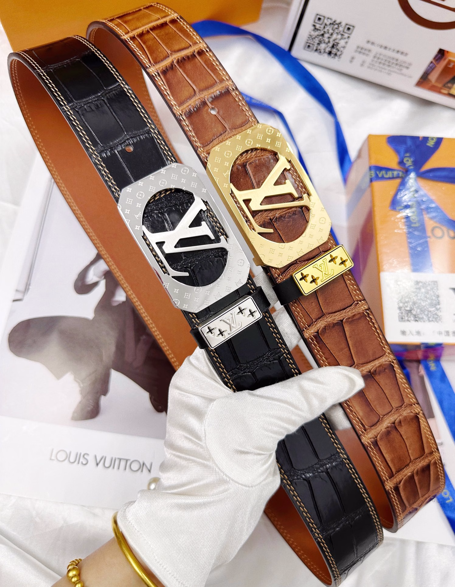 LV..Louis..Vuitton️✈️Top replica.P150🎁Belt: Original quality🐂100% imported top layer cowhide, guaranteed genuine leather. Carved hollow design💠24K pure steel buckle. Never fade🌈Imported original crocodile leather texture. Purely handmade double-thread sewing process🎨Double-sided dual-use✨Same quality as the counter, the first choice for gifting and personal use